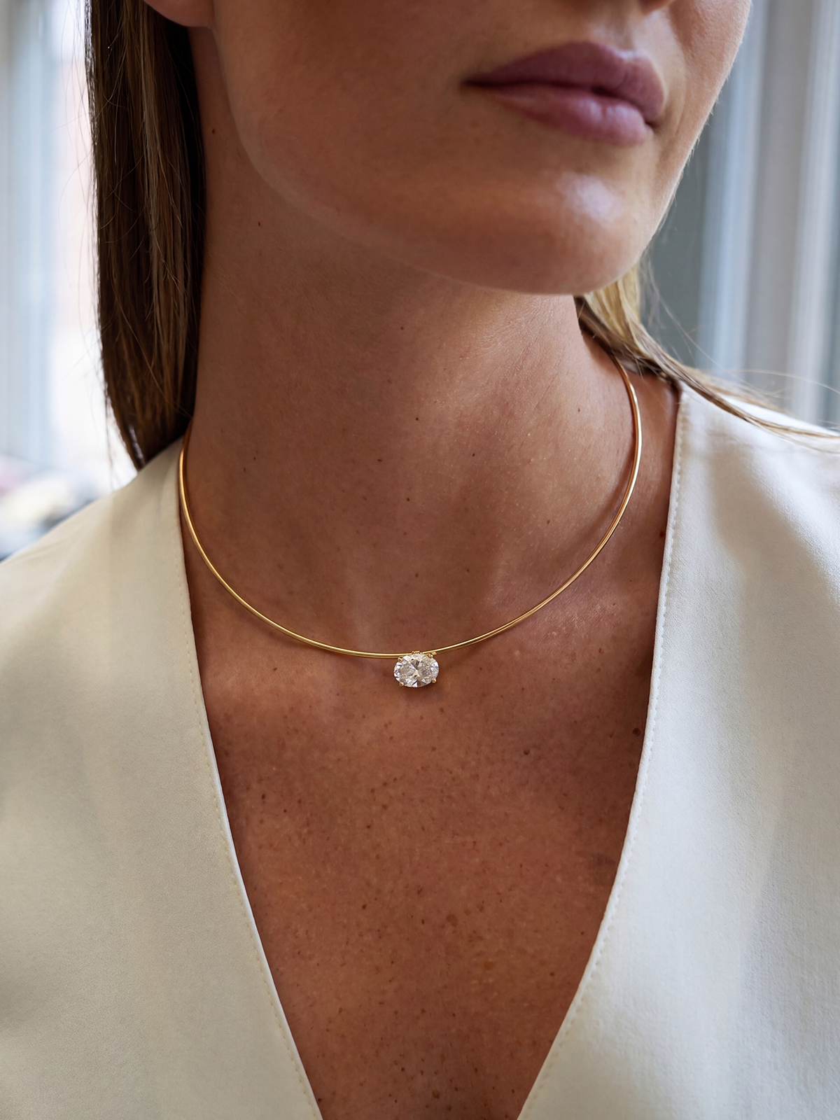 Oval Stone-Set Necklace