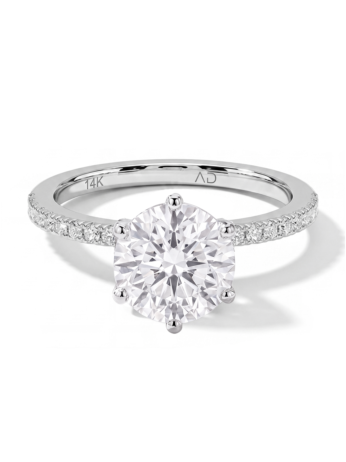 6 Prong Setting Stone-Set Solitaire Ring