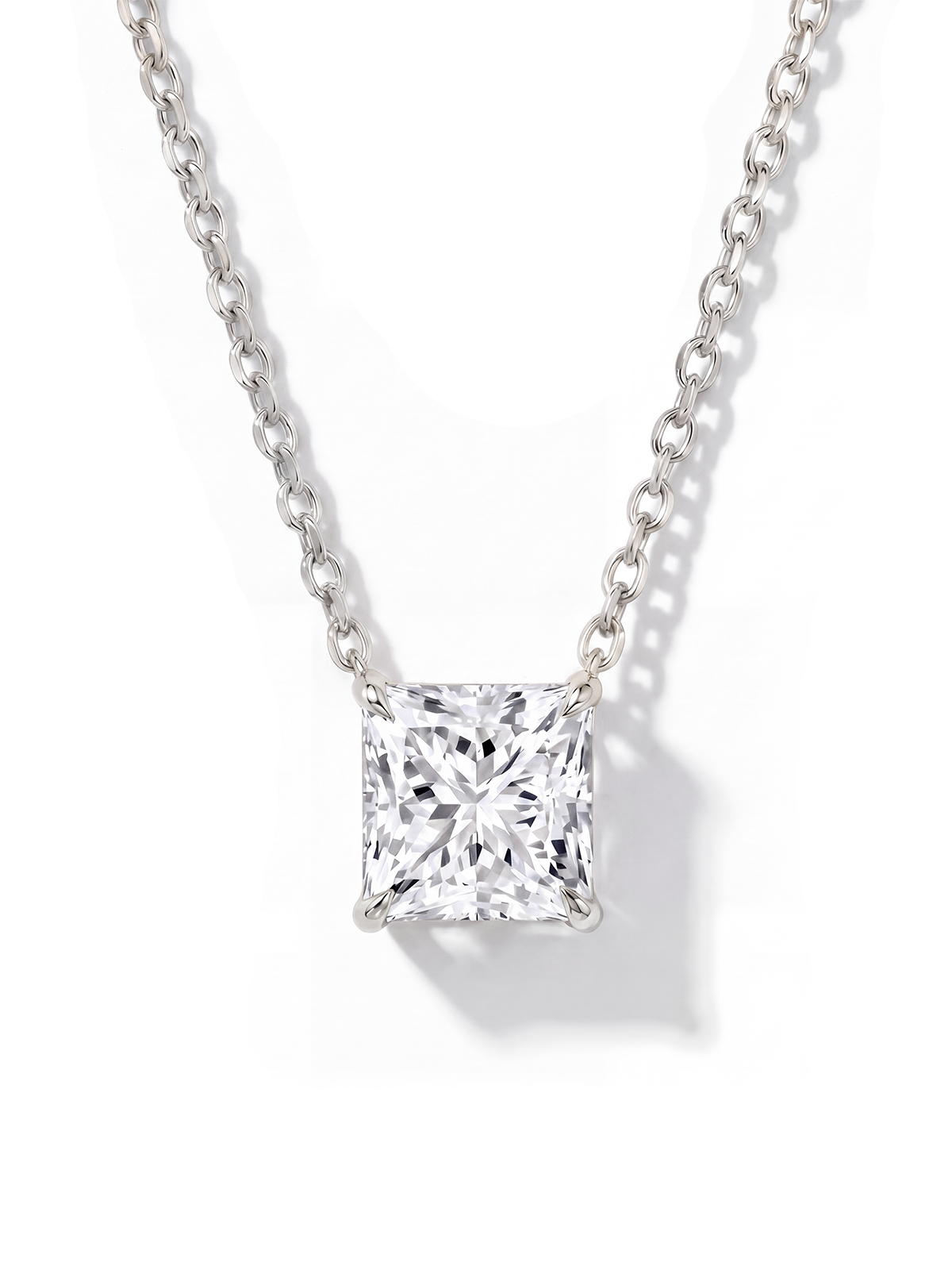 Princess Cut Solitaire Necklace