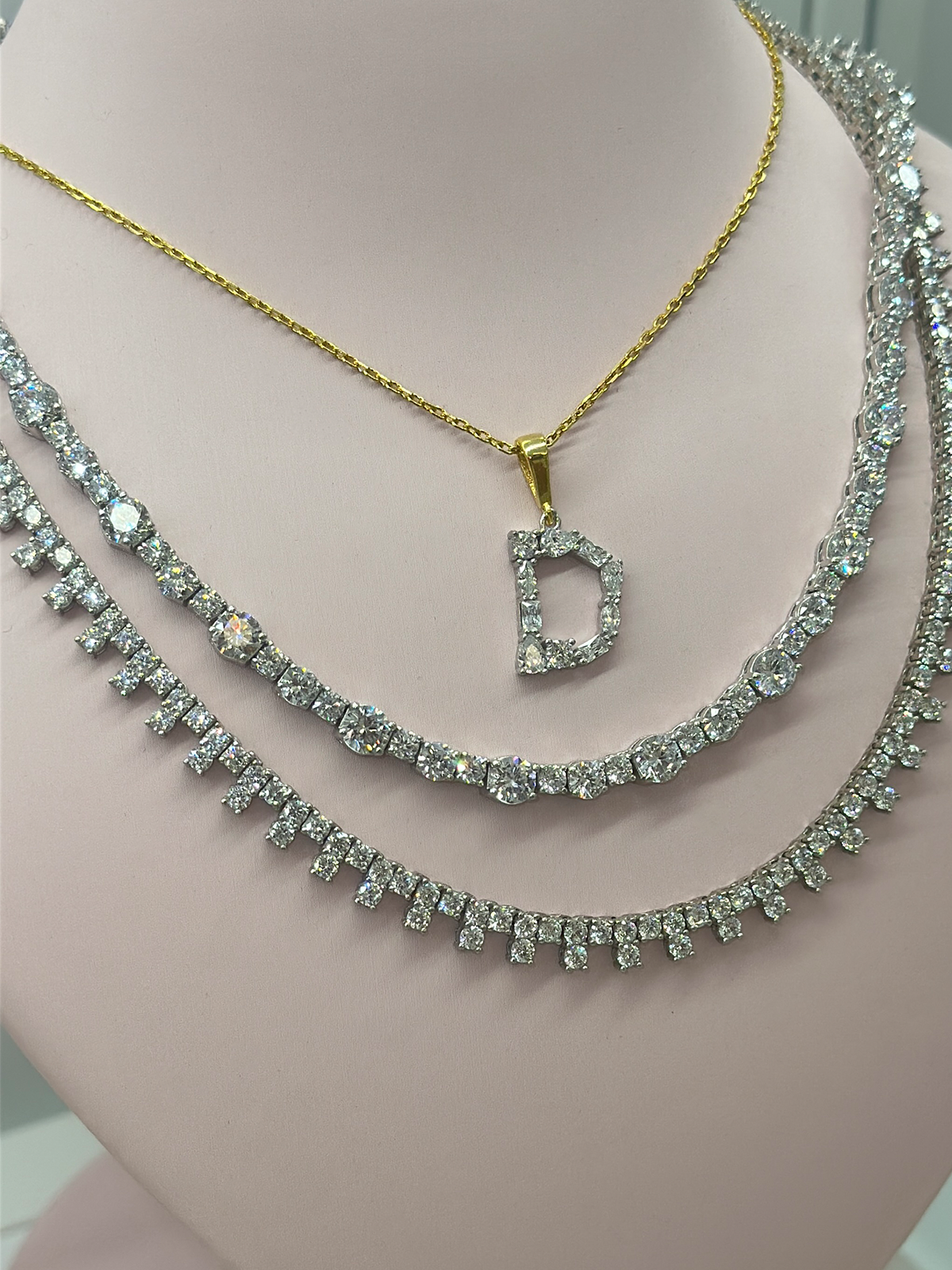 Stone-Set Letter Necklace