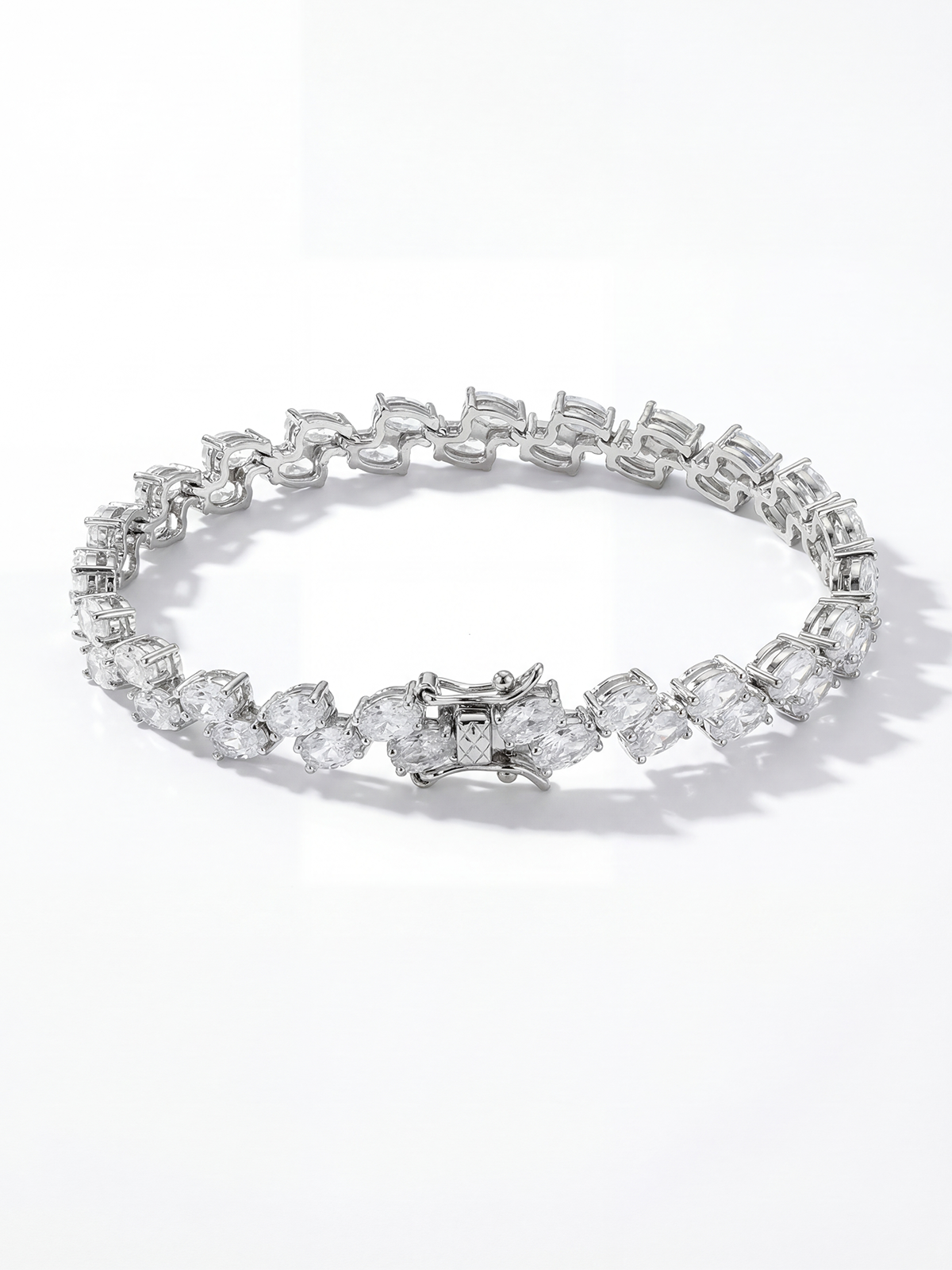 Cast Oval Cut Tennis Bracelet