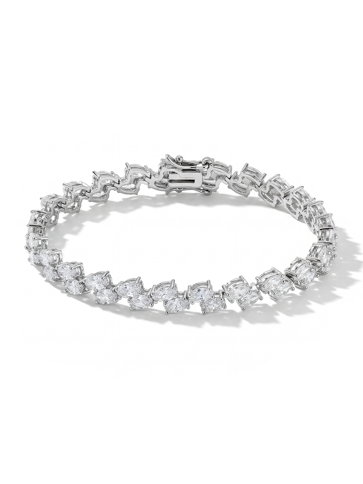 Cast Oval Cut Tennis Bracelet