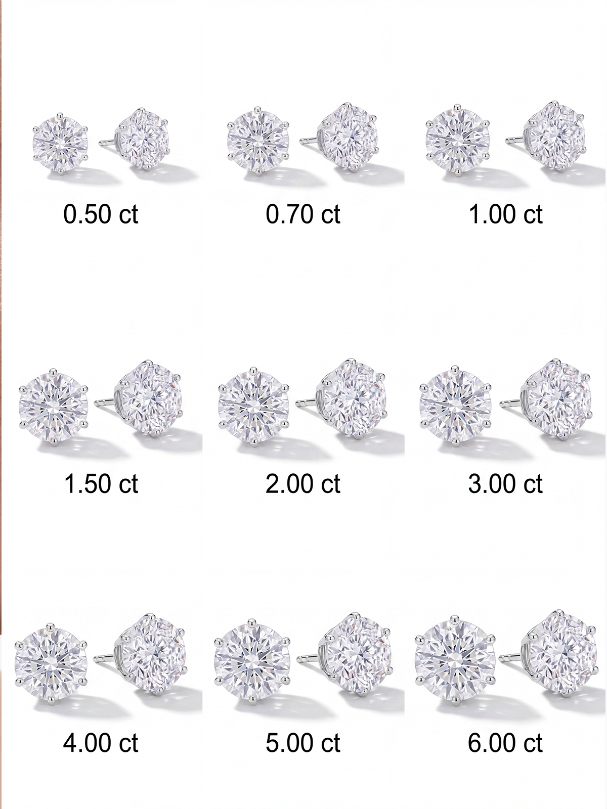 6 Prong Solitaire Earrings