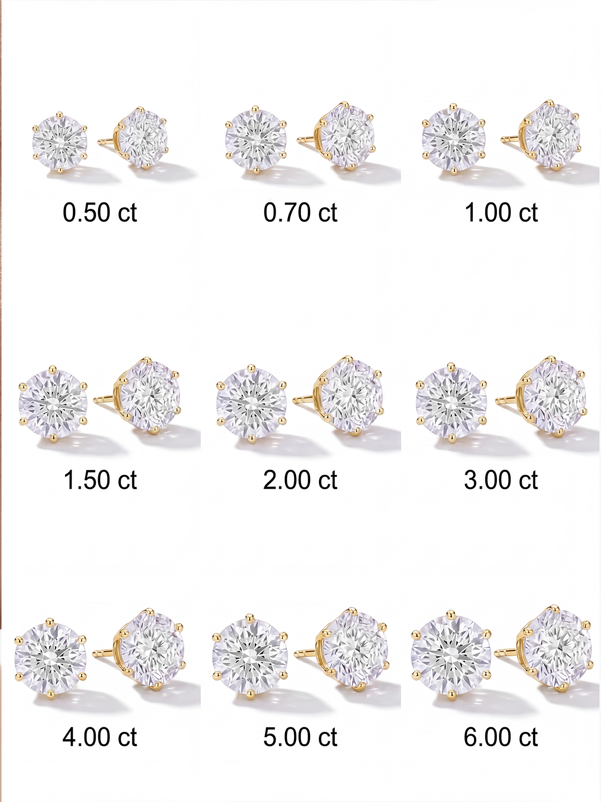 6 Prong Solitaire Earrings