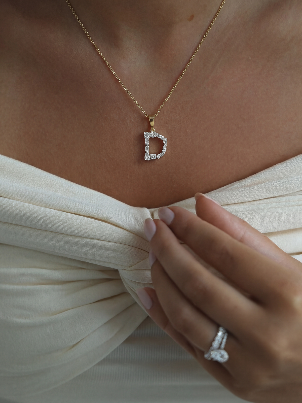 Stone-Set Letter Necklace