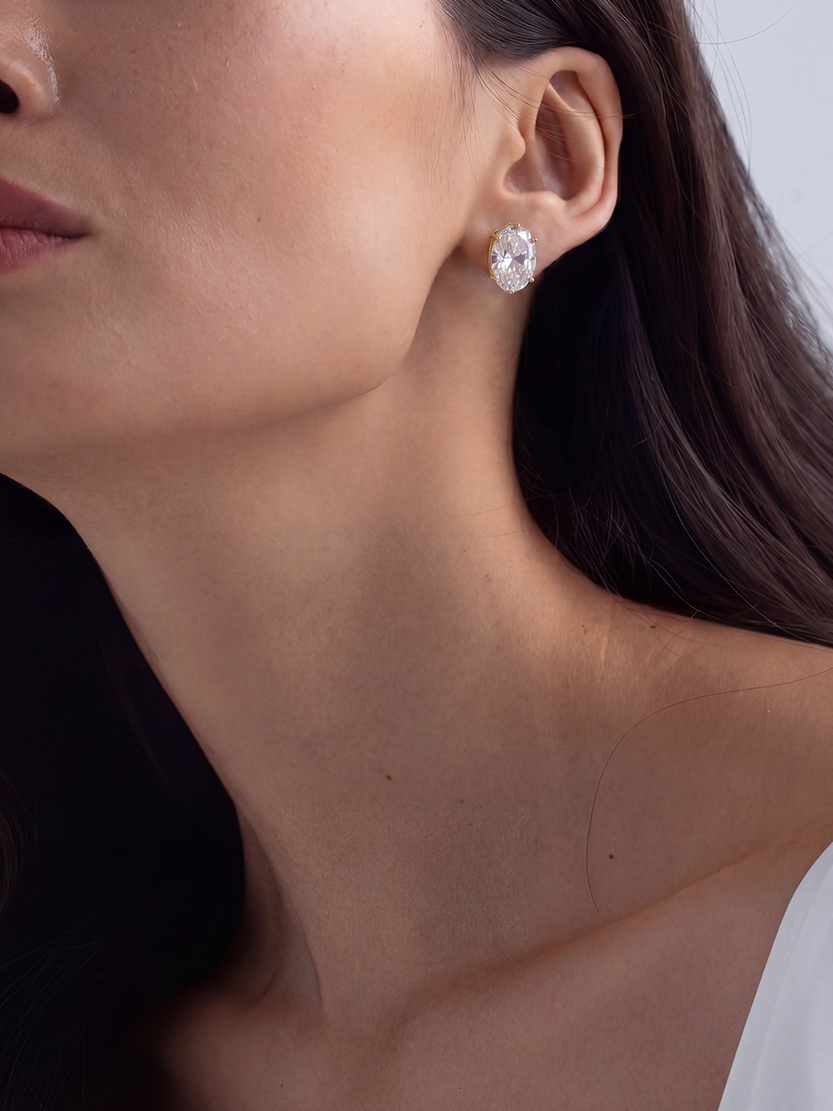 Oval Solitaire Earrings