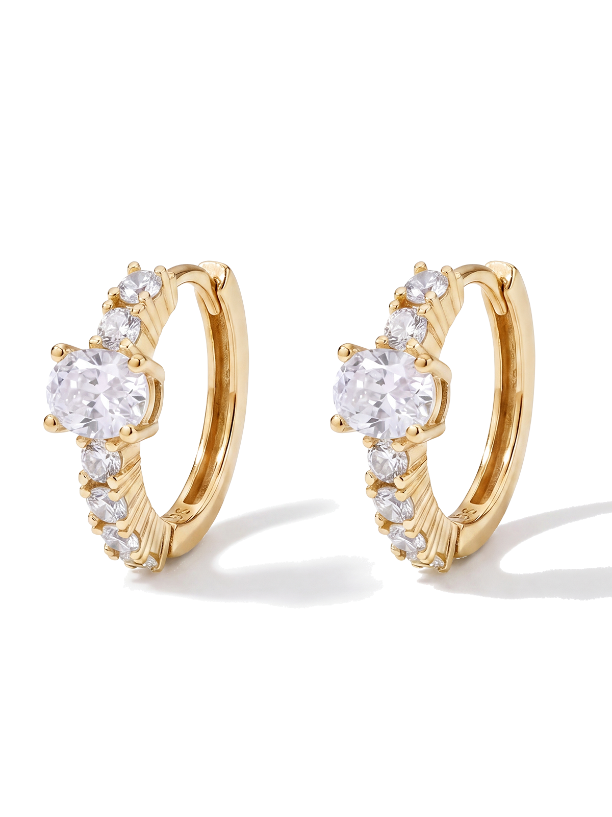 Oval Solitaire Hoop Earrings