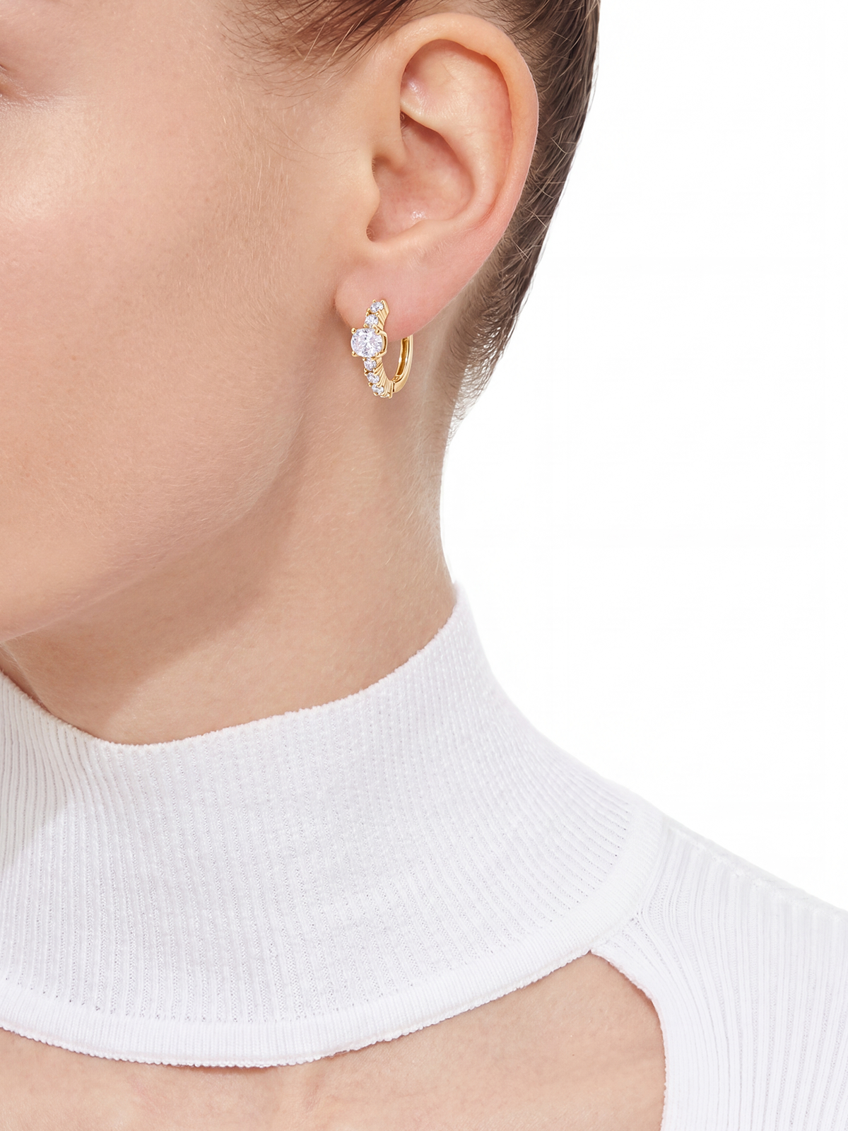 Oval Solitaire Hoop Earrings