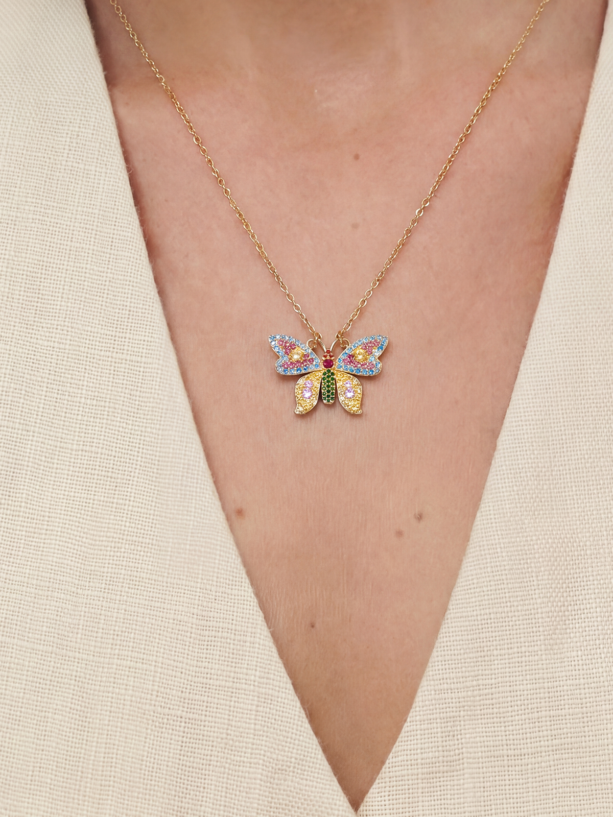 Rainbow Butterfly Necklace