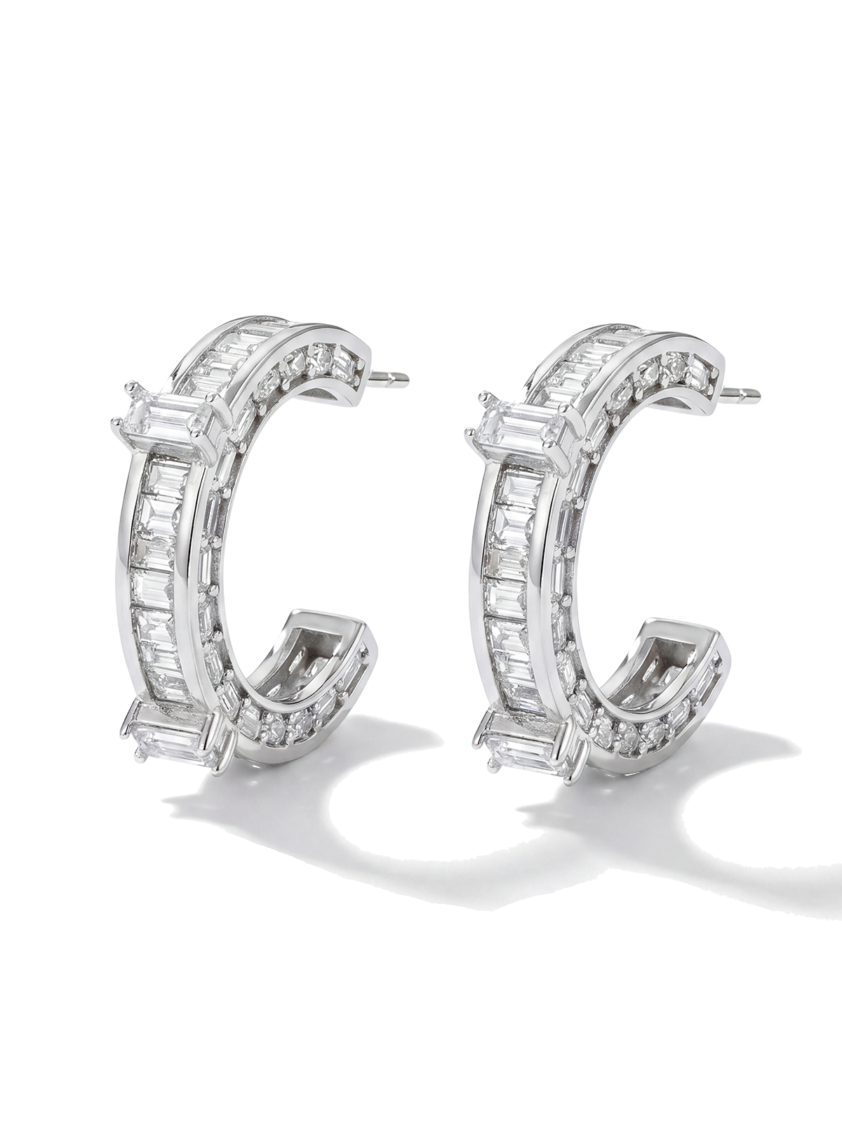 Baguette Cut Hoop Earrings