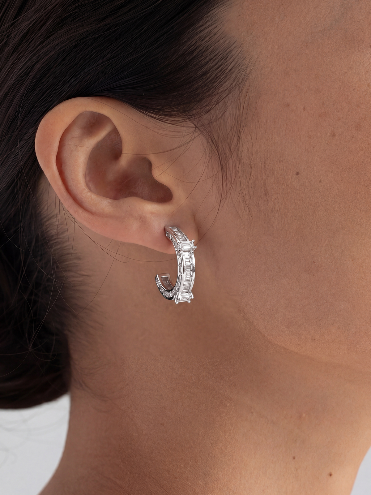 Baguette Cut Hoop Earrings