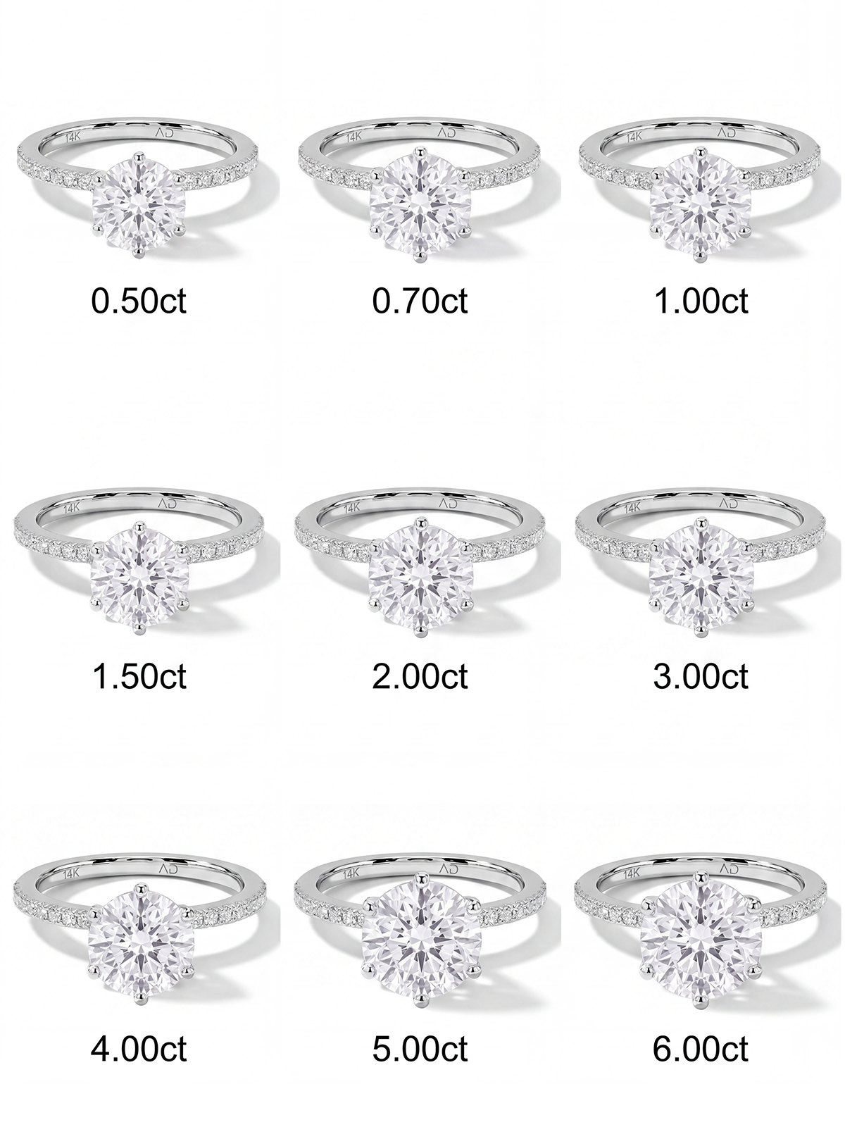 6 Prong Setting Stone-Set Solitaire Ring