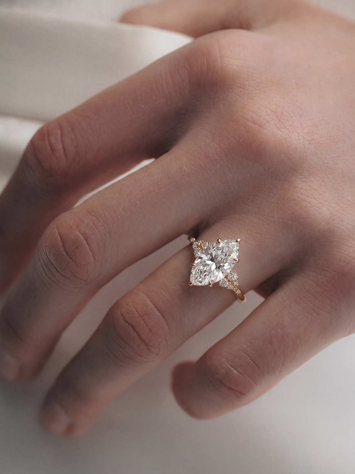 2.33CT Marquise Cut Cluster Solitaire Ring