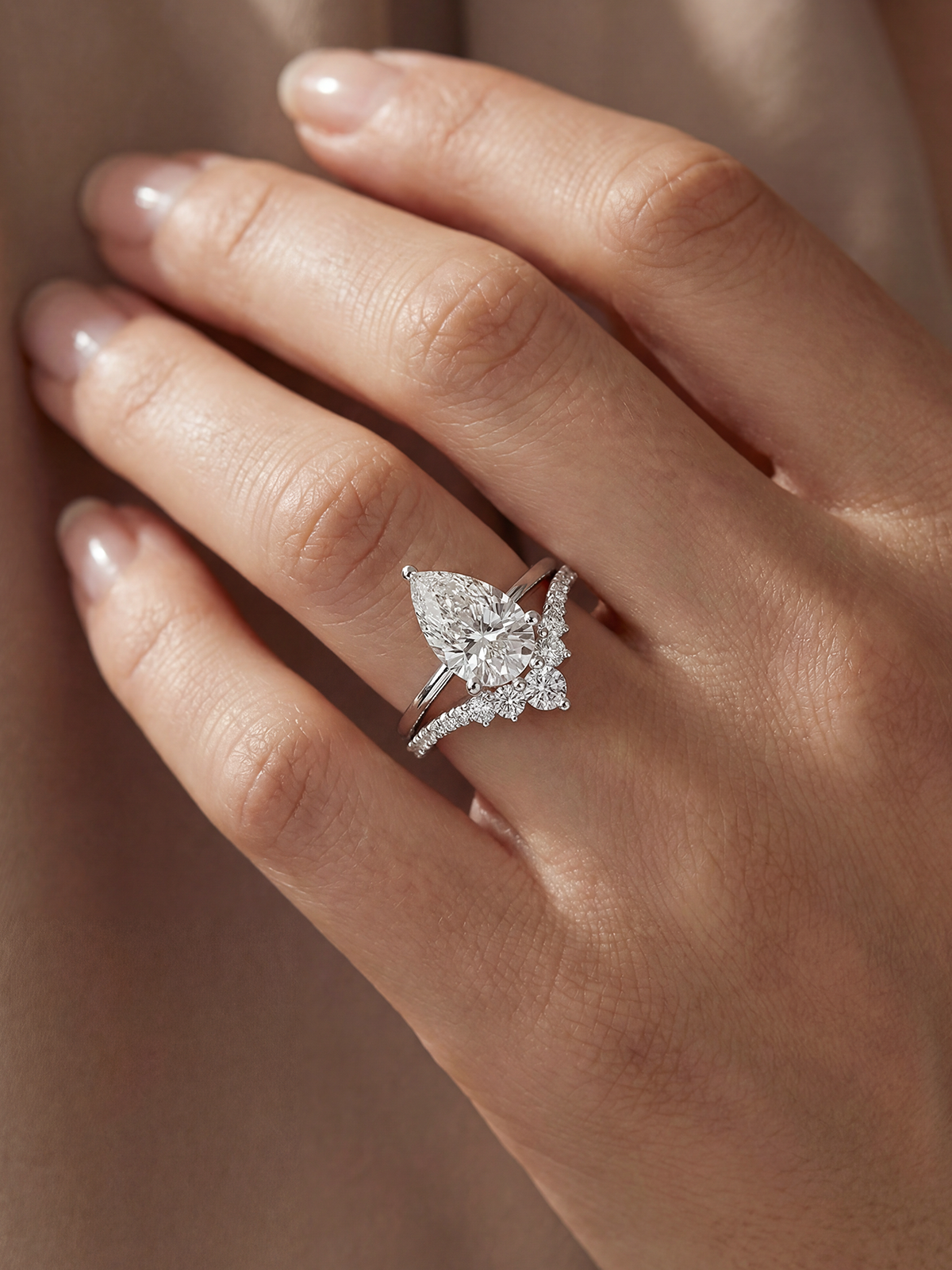2CT | Pear Cut Alina Arm Stone-Set Ring