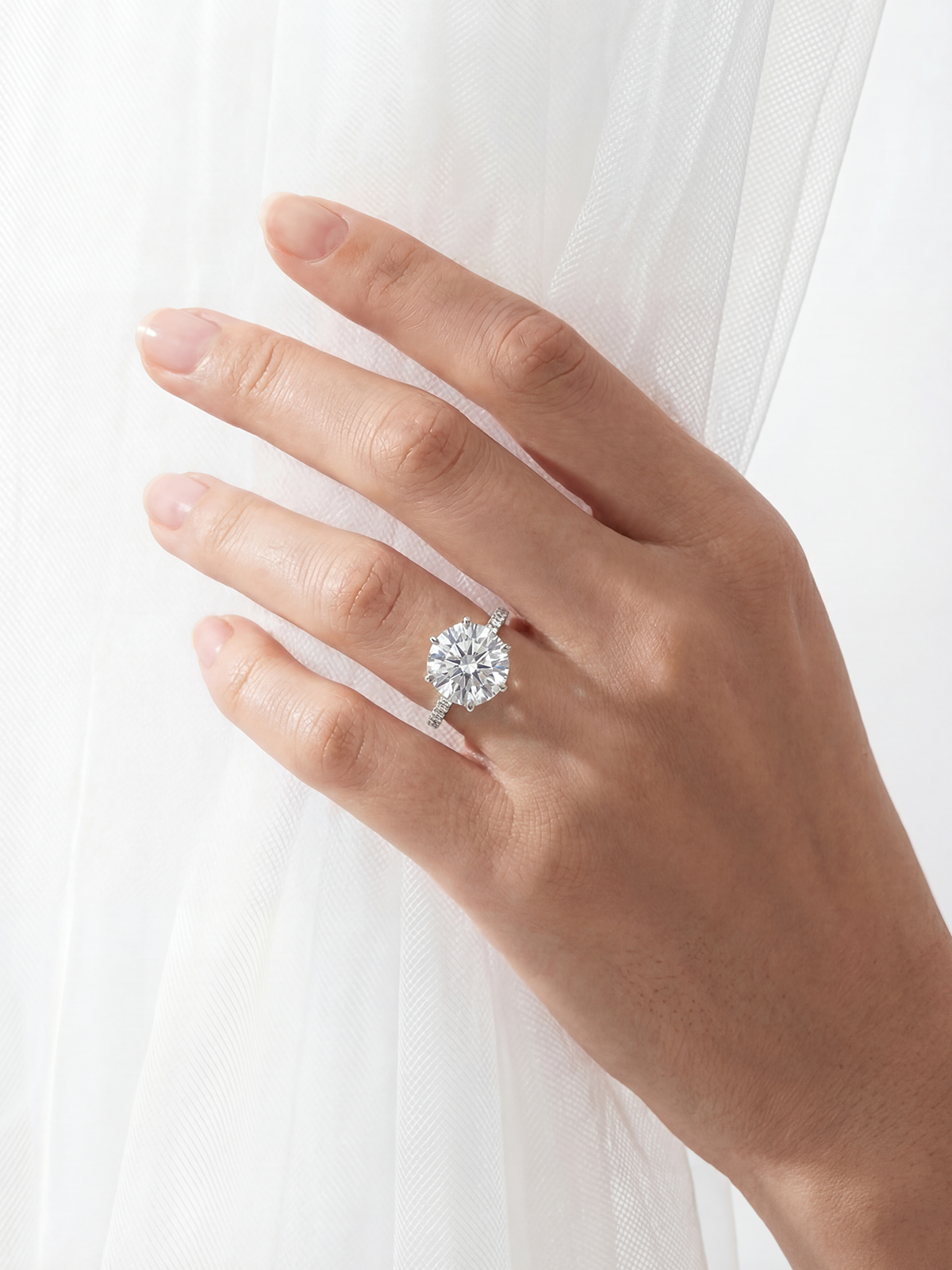 4.0CT | 6 Prong Setting Stone-Set Solitaire Ring