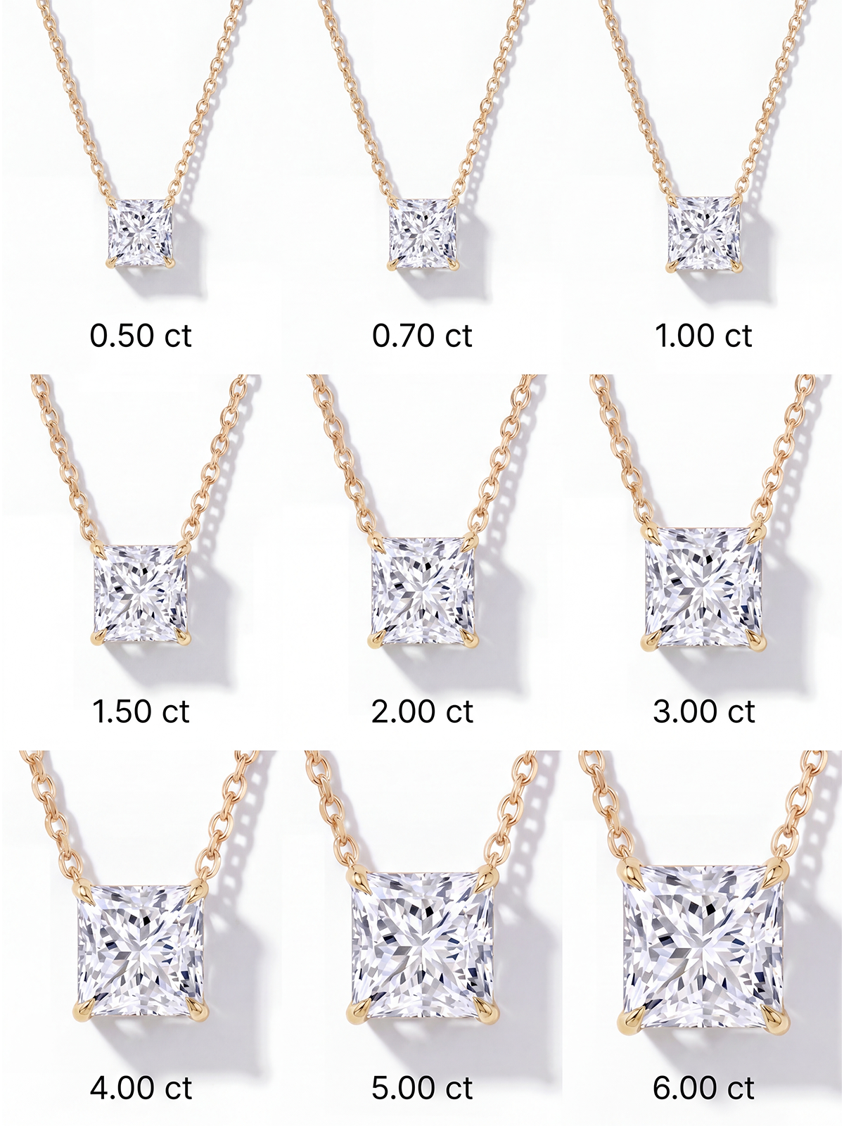 Princess Cut Solitaire Necklace