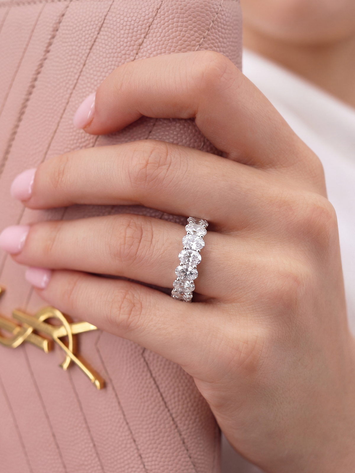 2.10CT Oval Cut Half Eternity Ring