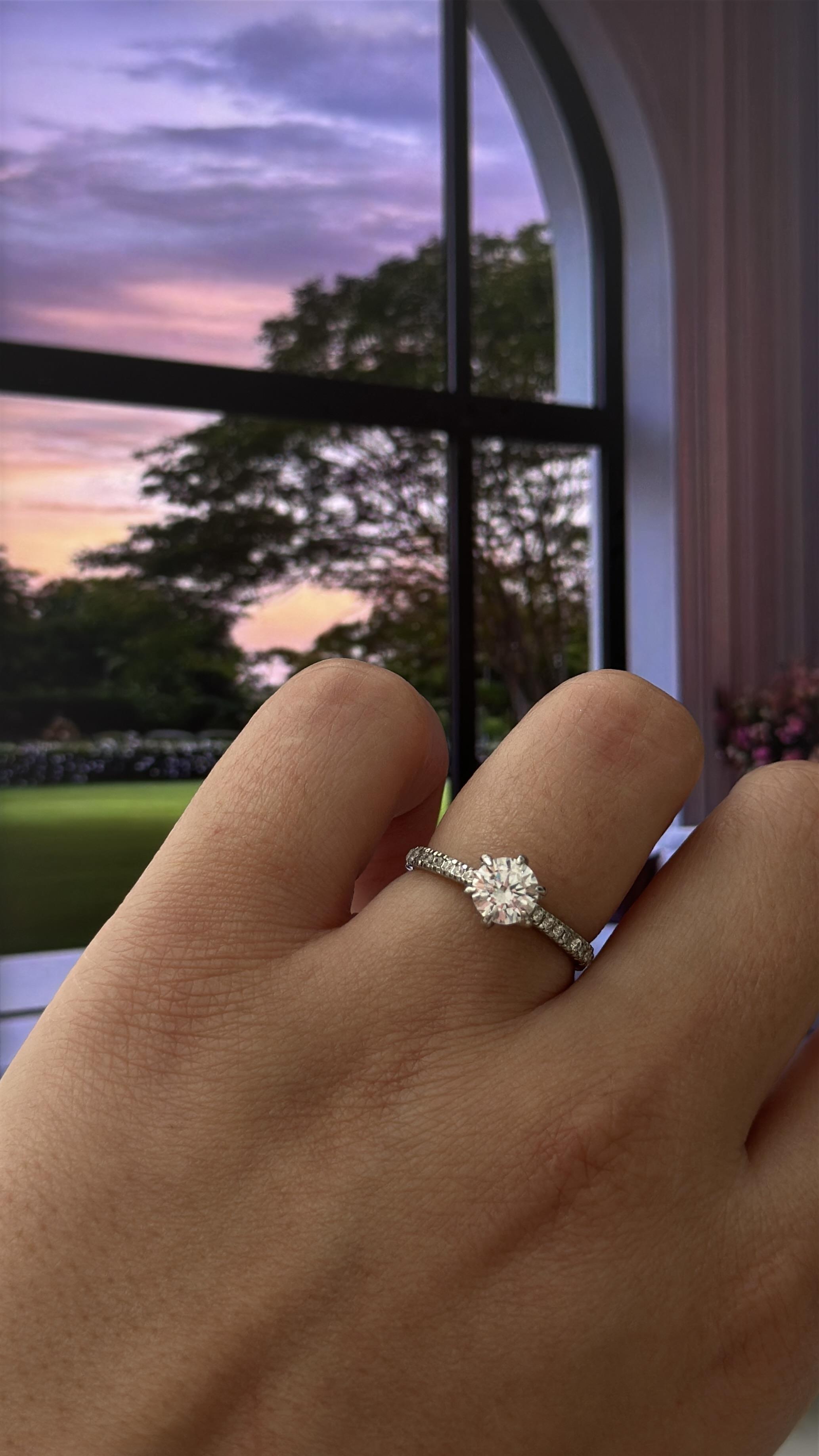 6MM 0.90CT Stony Hexagon Solitaire Ring