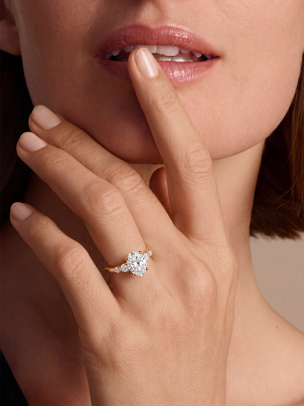 1.53CT Oval Stone Side Pear Cut Solitaire Ring