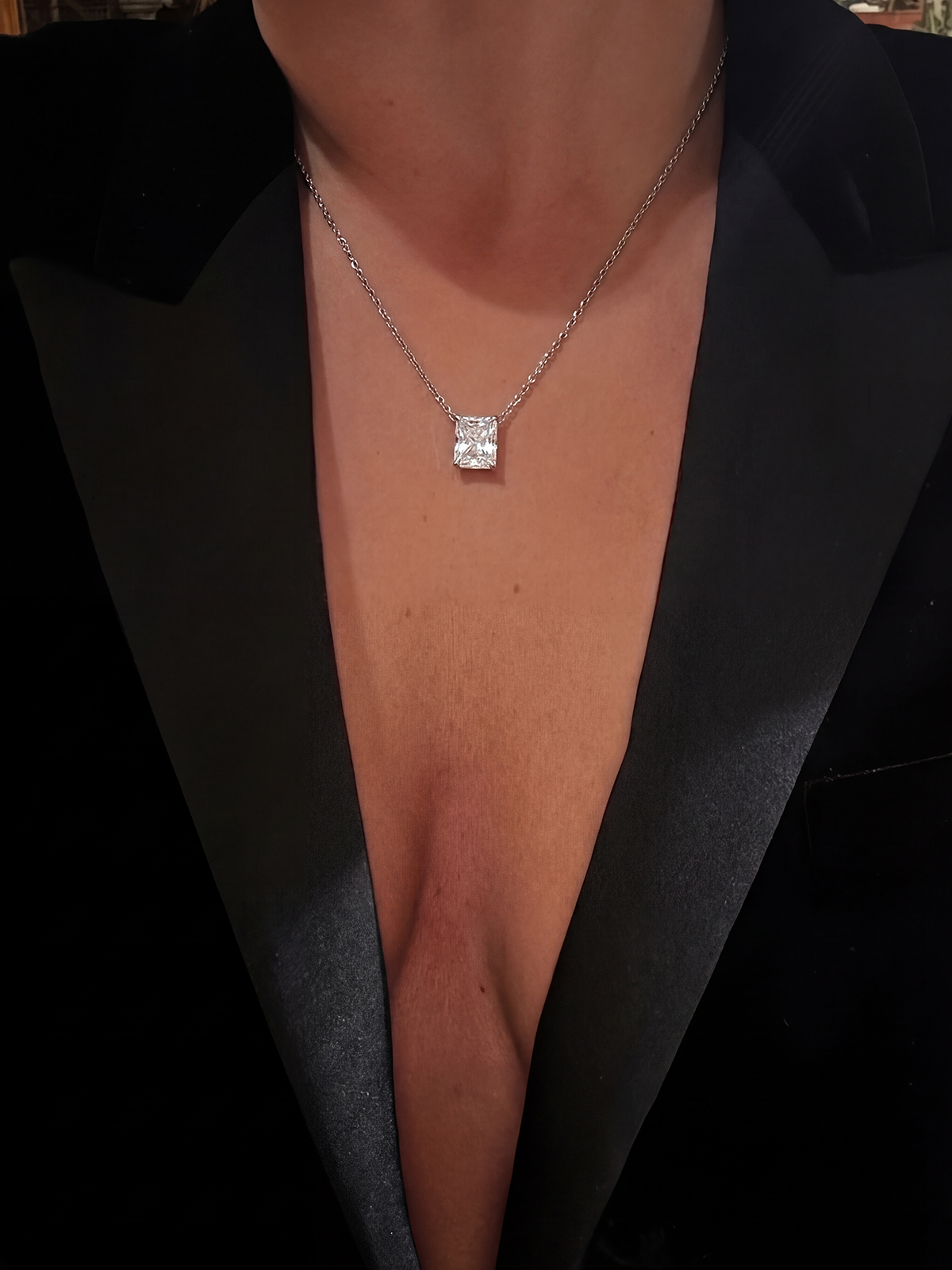 Radiant Cut Solitaire Necklace
