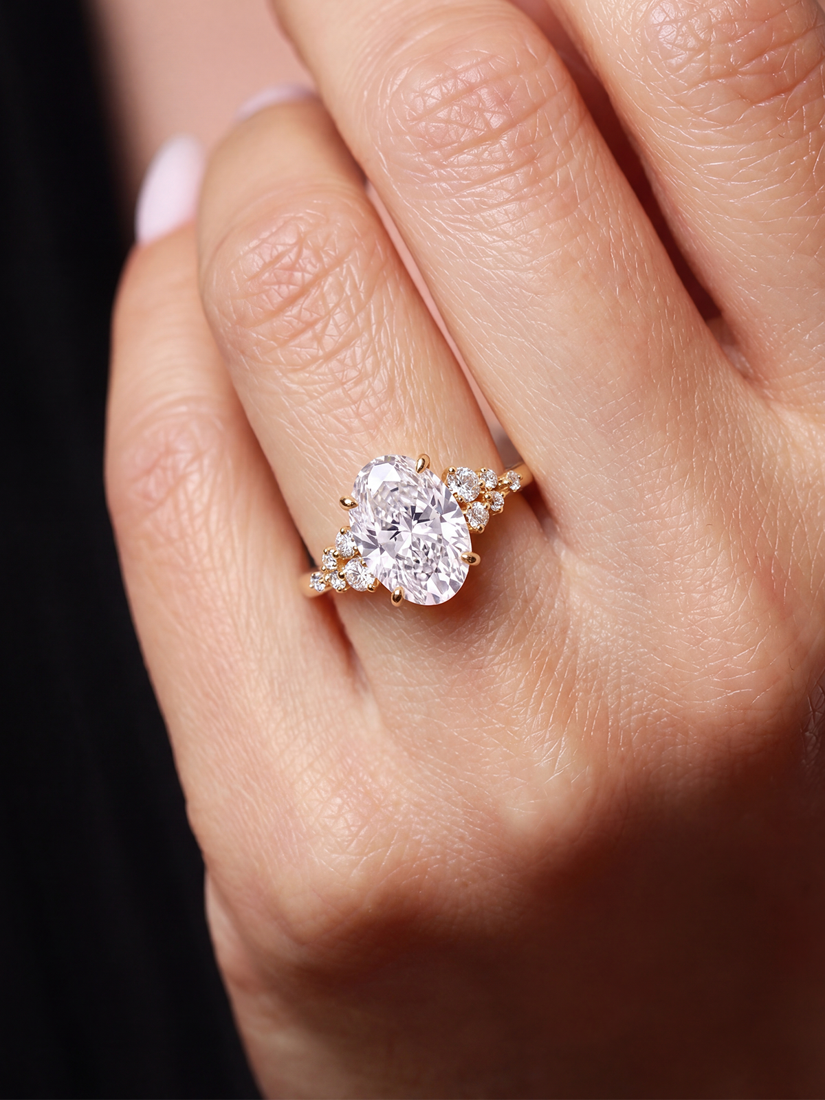 2.33CT Oval Cut Cluster Solitaire Ring