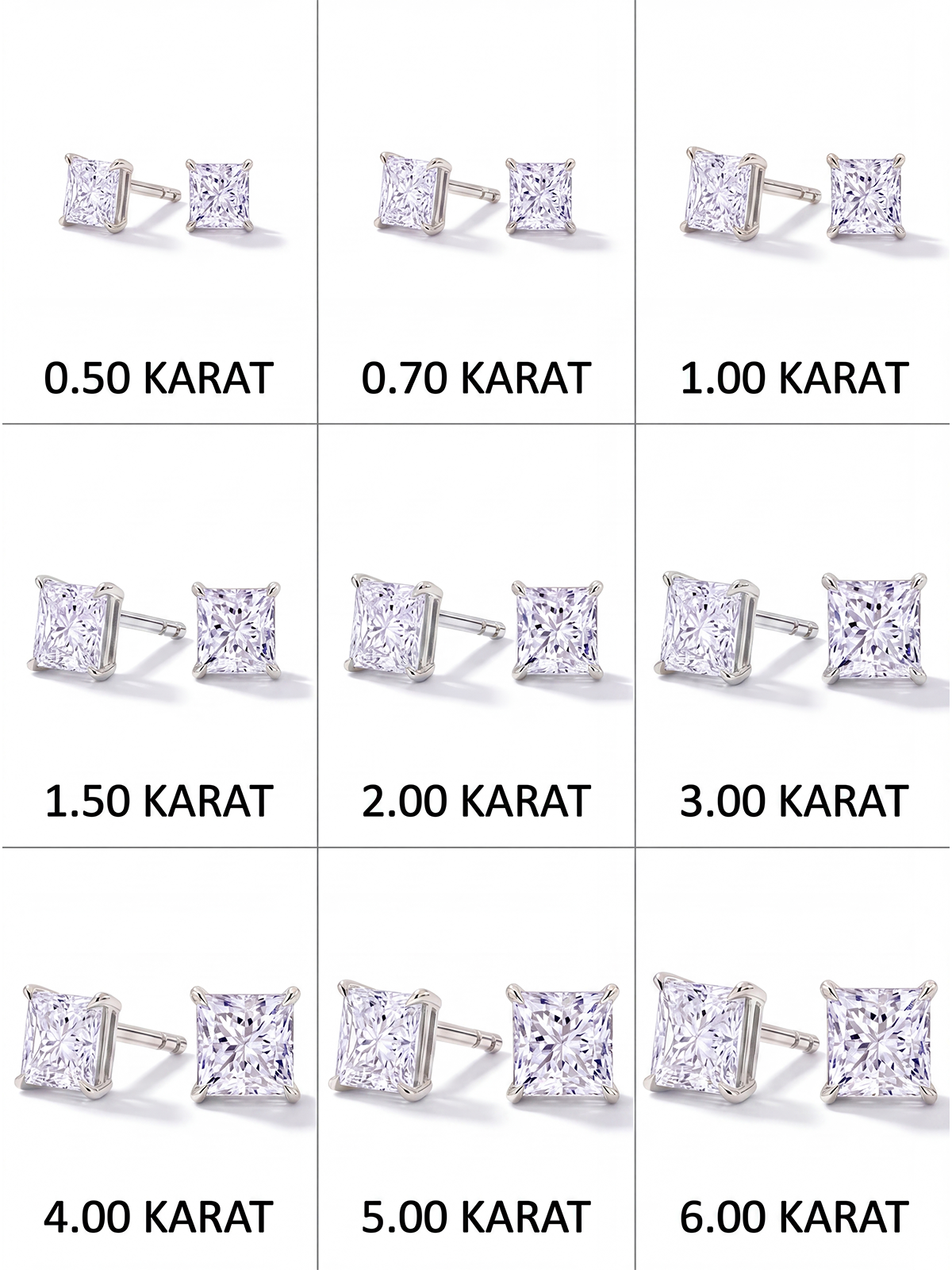 Princess Cut Solitaire Earrings