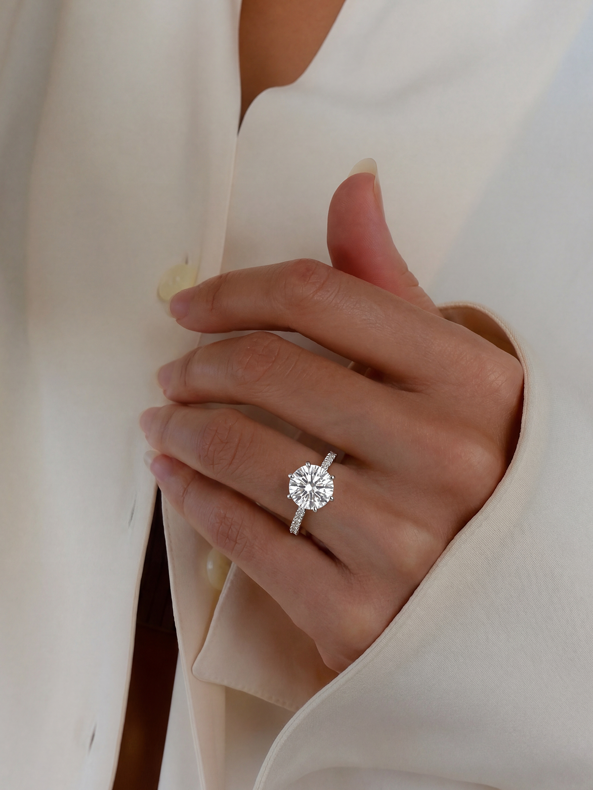 6 Prong Setting Stone-Set Solitaire Ring