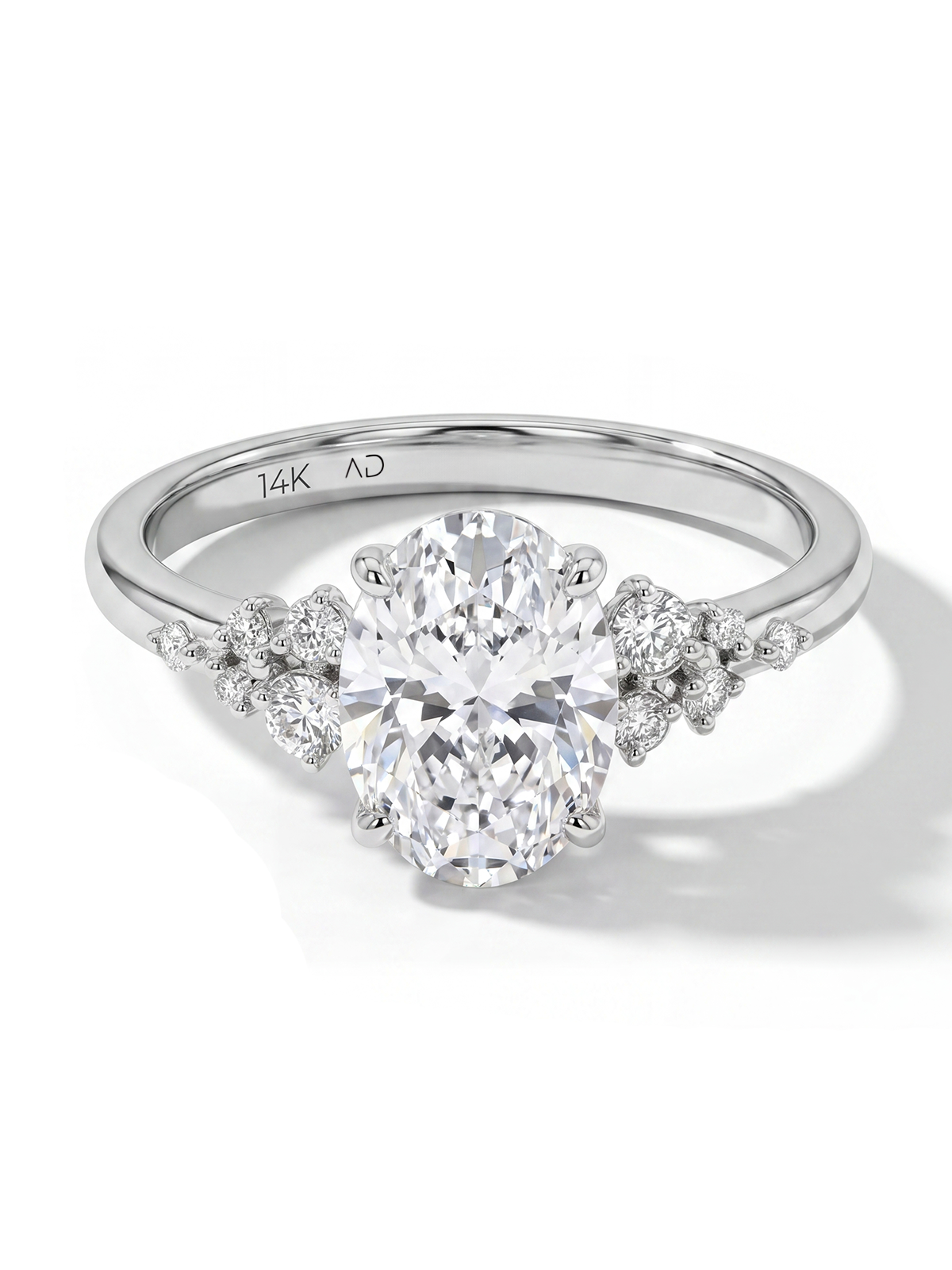2.33CT Oval Cut Cluster Solitaire Ring