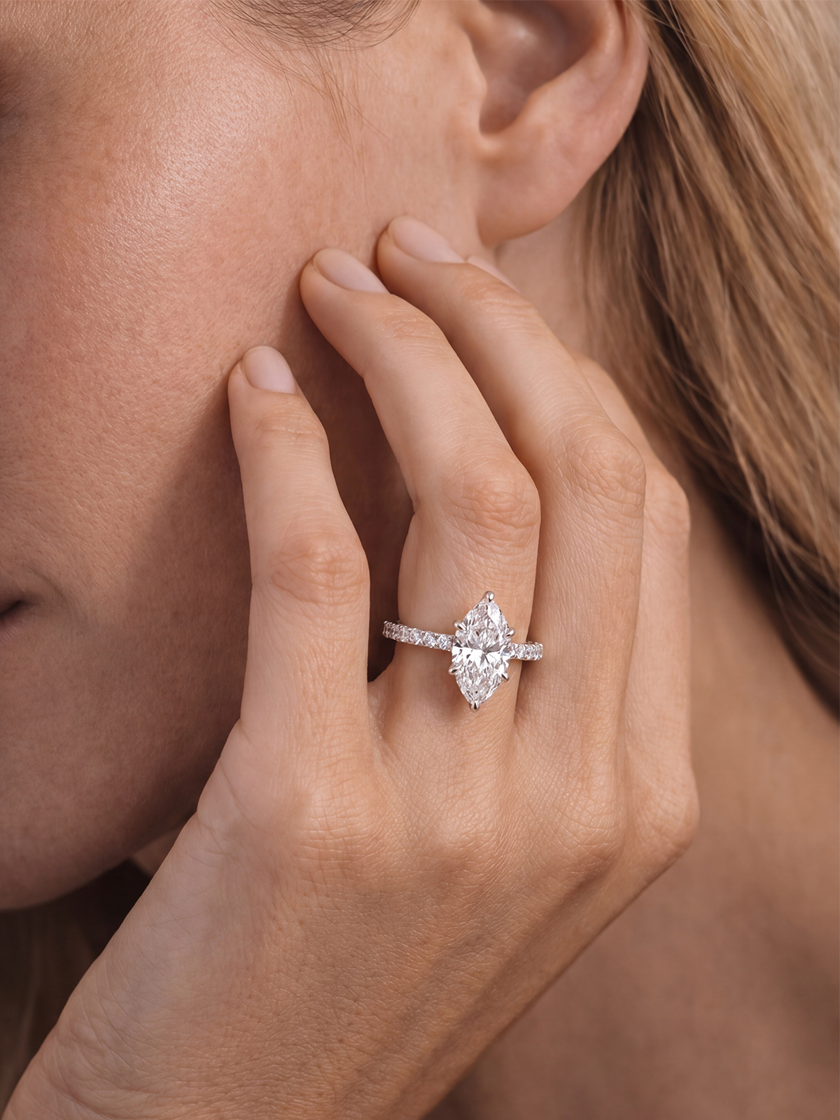 Marquise Cut Style Stone-Set Solitaire Ring