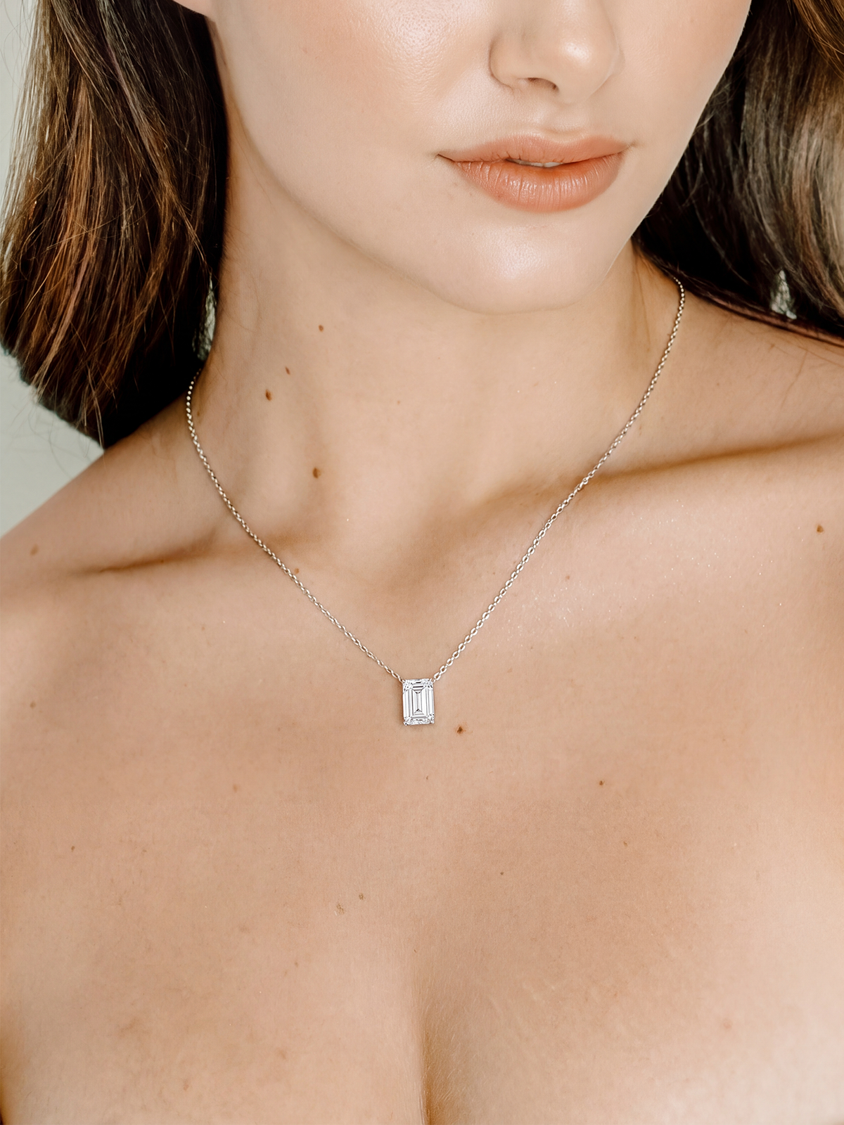 Emerald Cut Solitaire Necklace