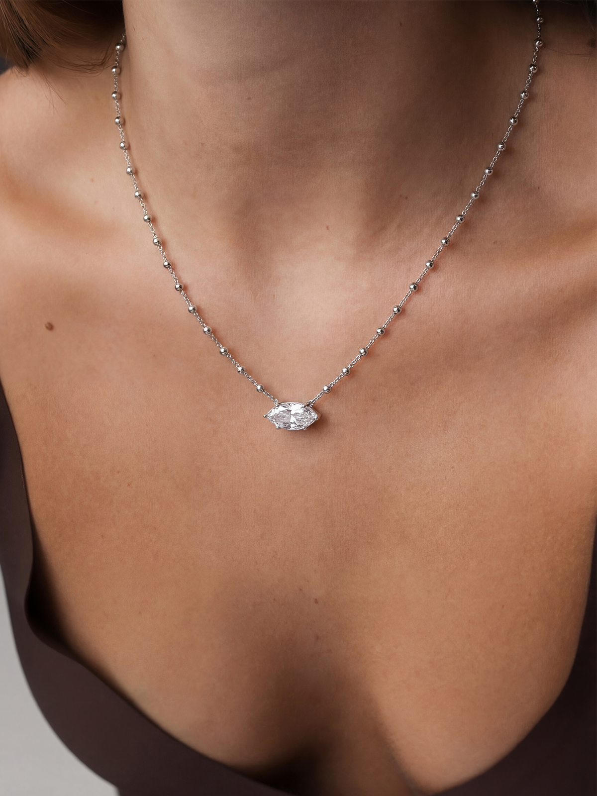 Marquise Cut Solitaire Necklace