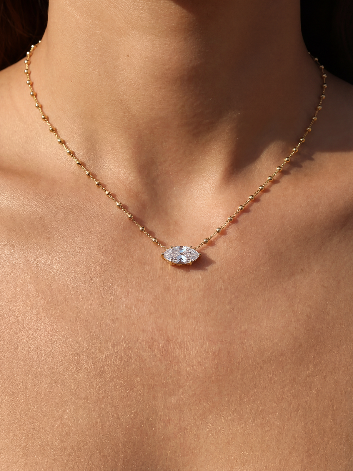Marquise Cut Solitaire Necklace