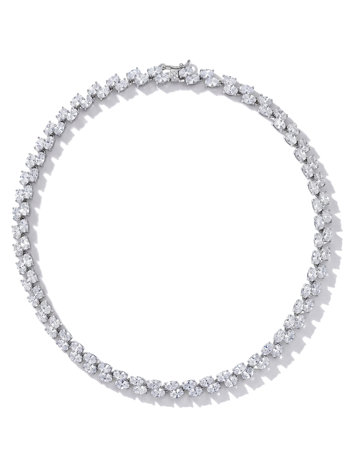 Oval Cut Cast Tennis Necklace