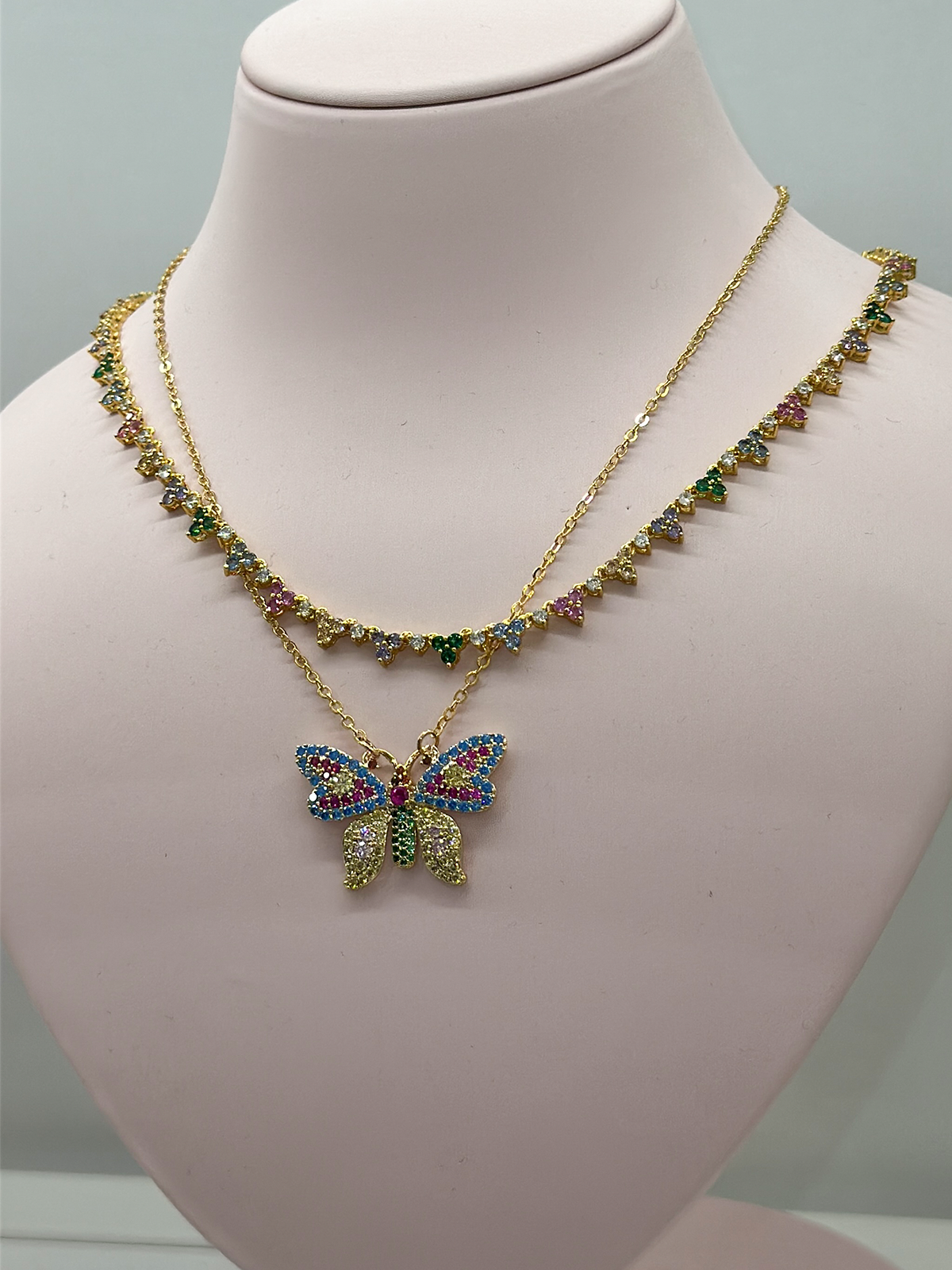 Rainbow Butterfly Necklace
