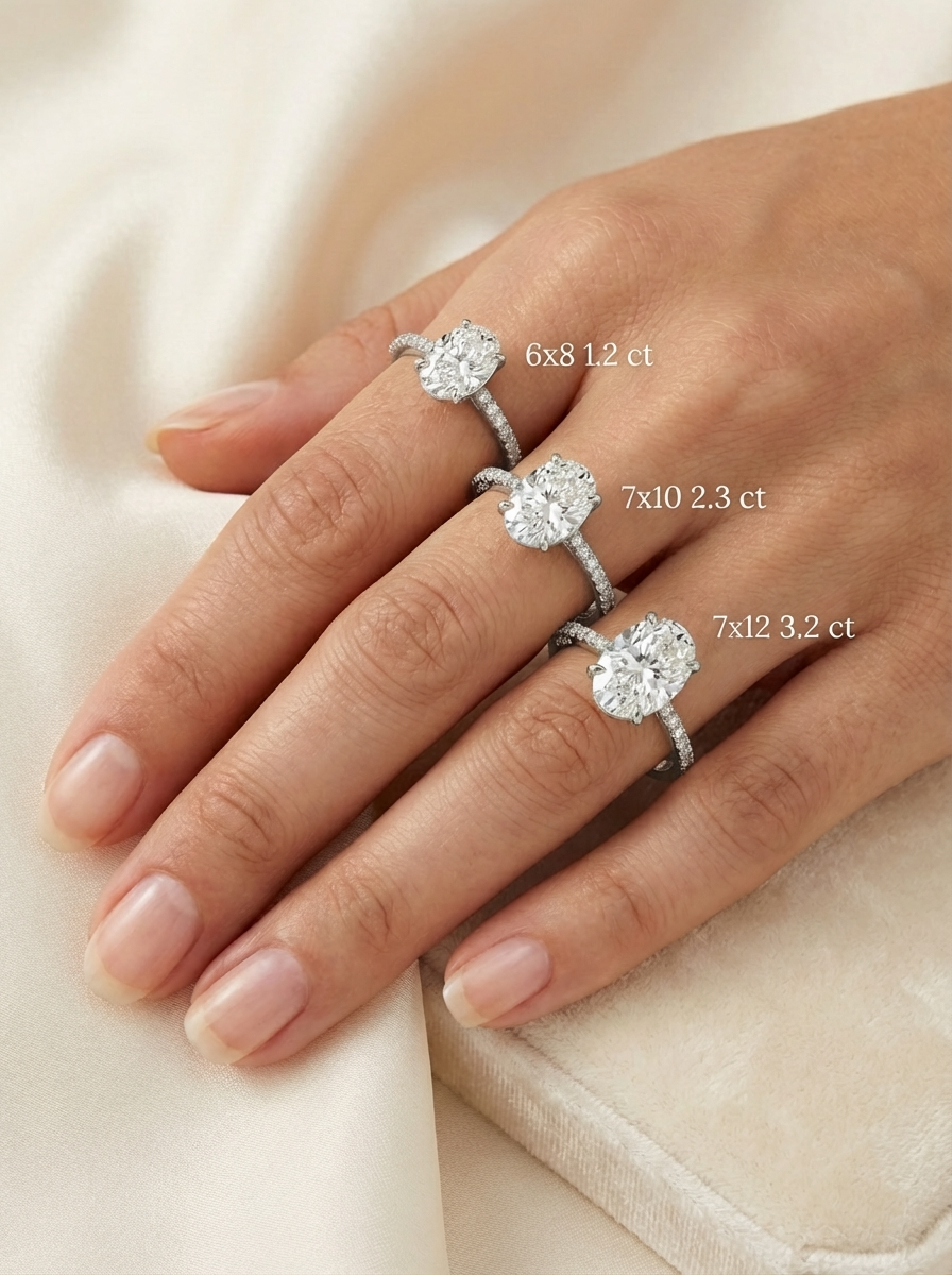 1.2CT Oval Cut Eternity Yüzük, ince bant yapısı ve lüks materyali 925 Ayar Gümüş ile zarif bir duruş sunuyor.