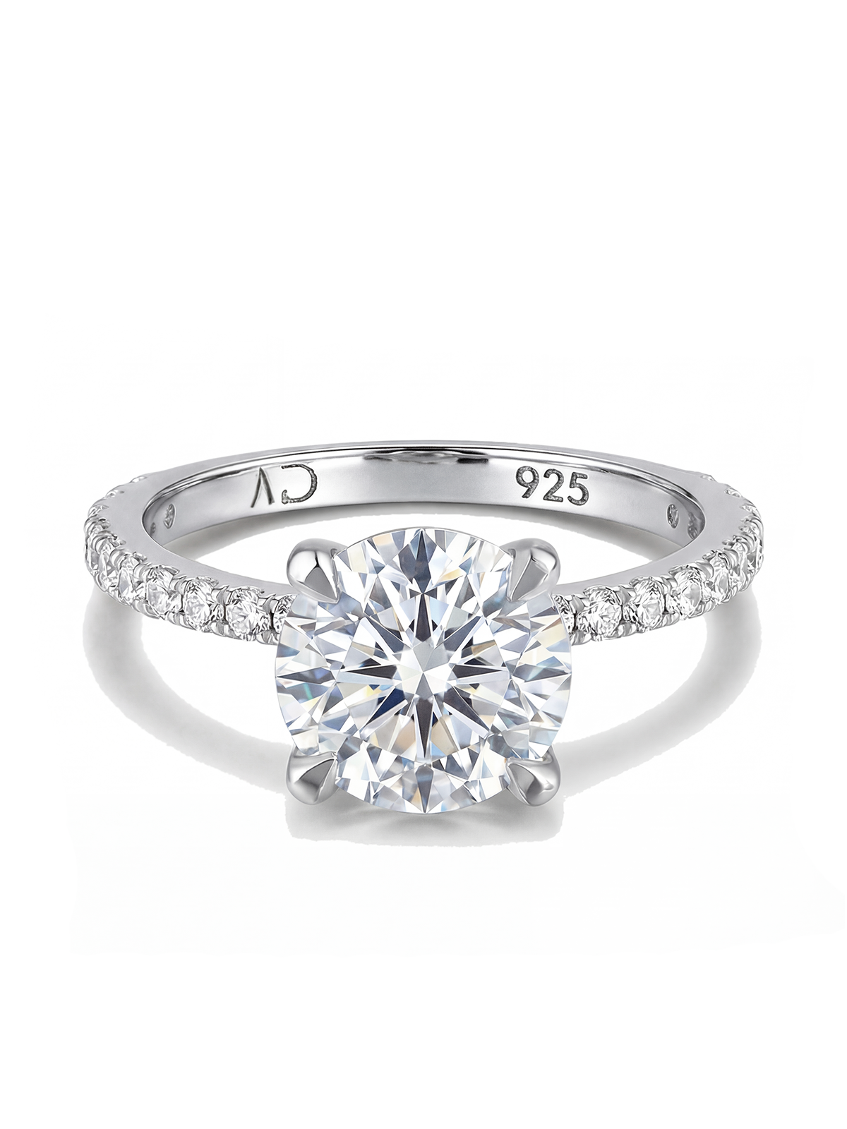 3.0CT | 4 Prong Setting Stone-Set Solitaire Ring