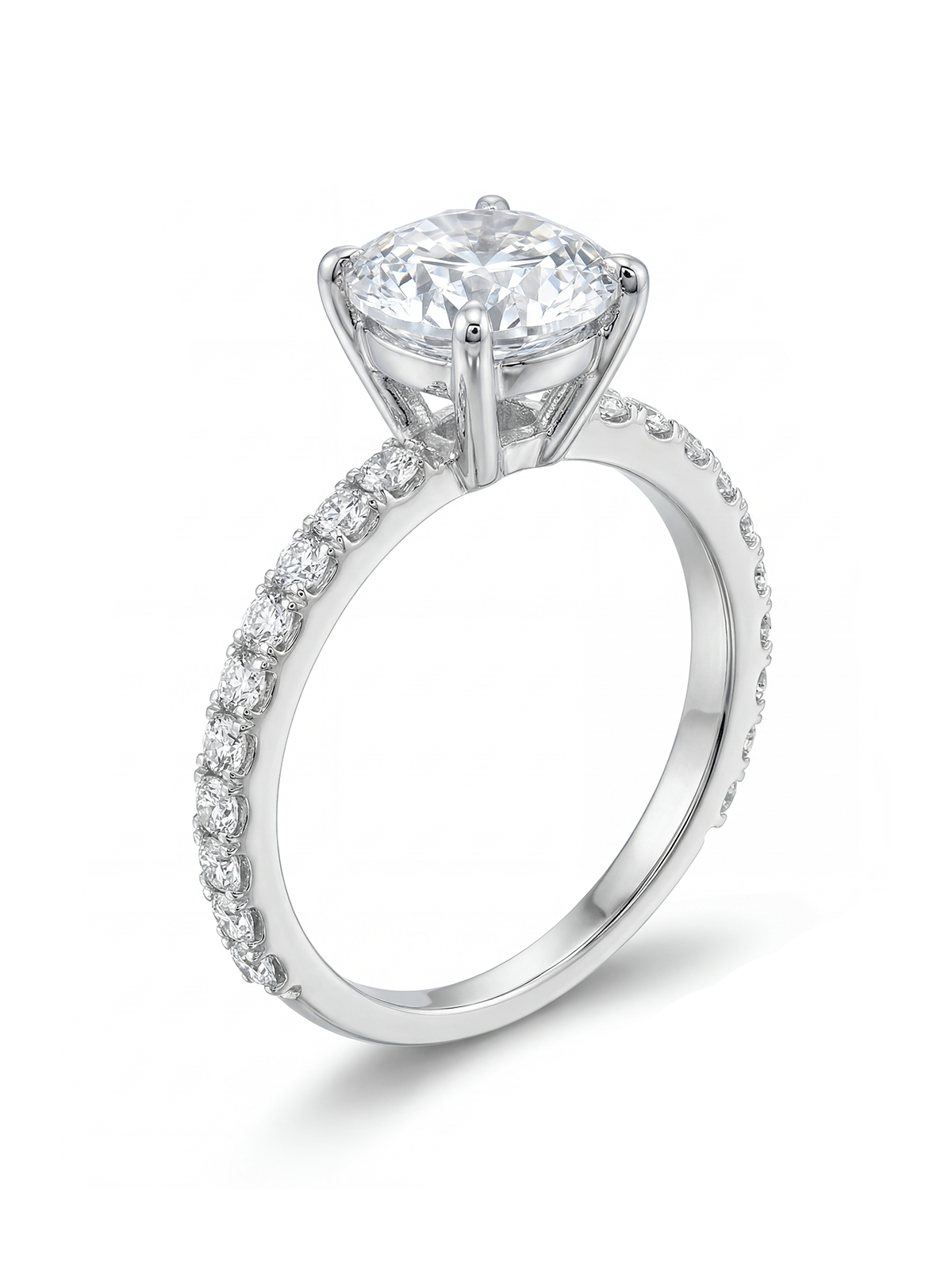 4.0CT | 4 Prong Setting Stone-Set Solitaire Ring