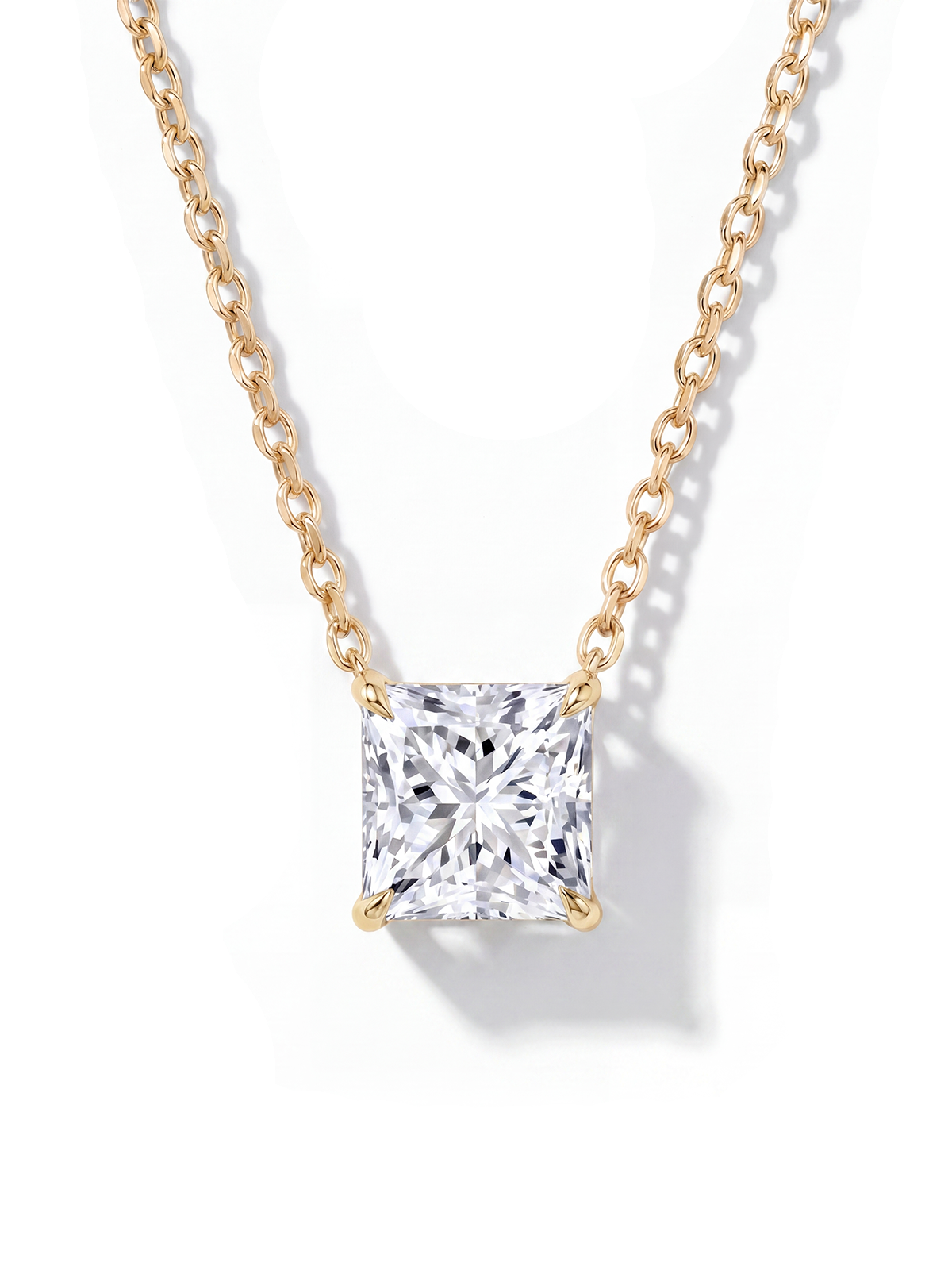 Princess Cut Solitaire Necklace