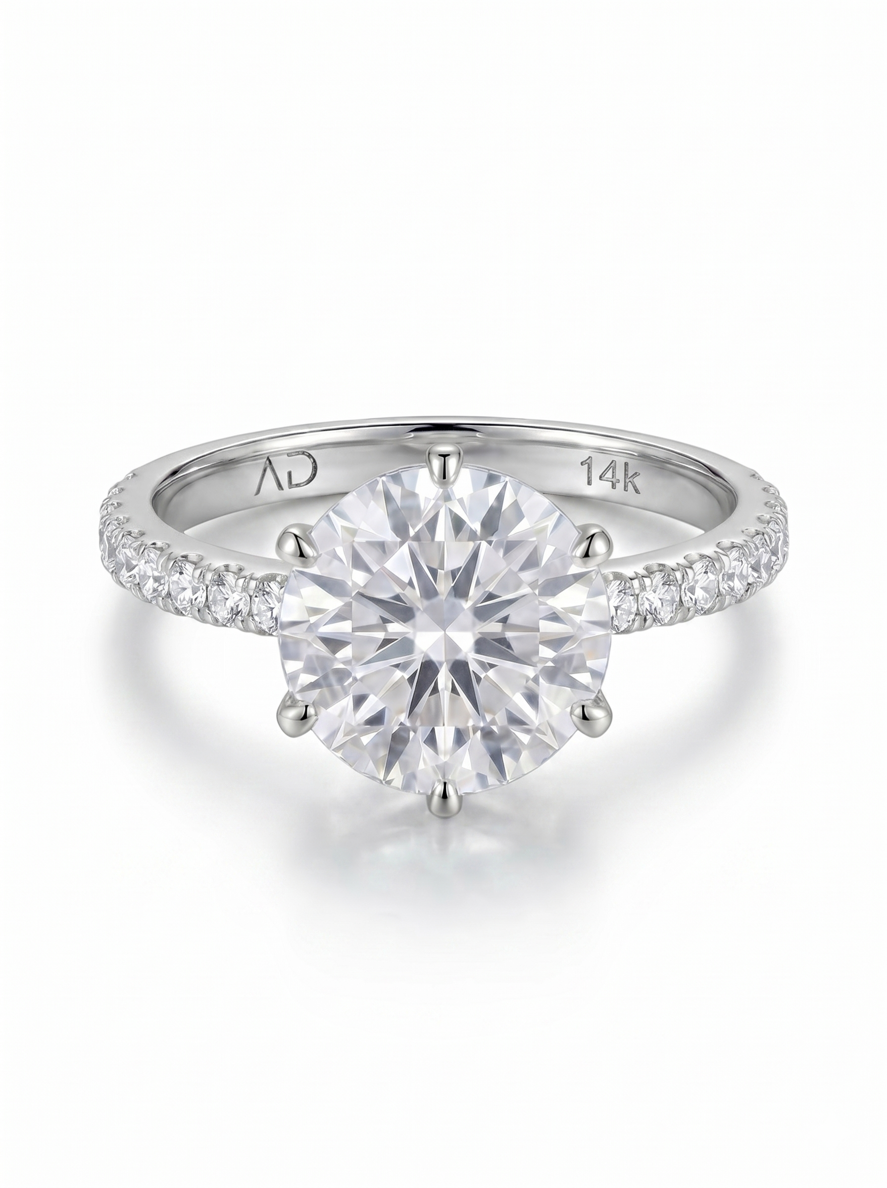 4.0CT | 6 Prong Setting Stone-Set Solitaire Ring