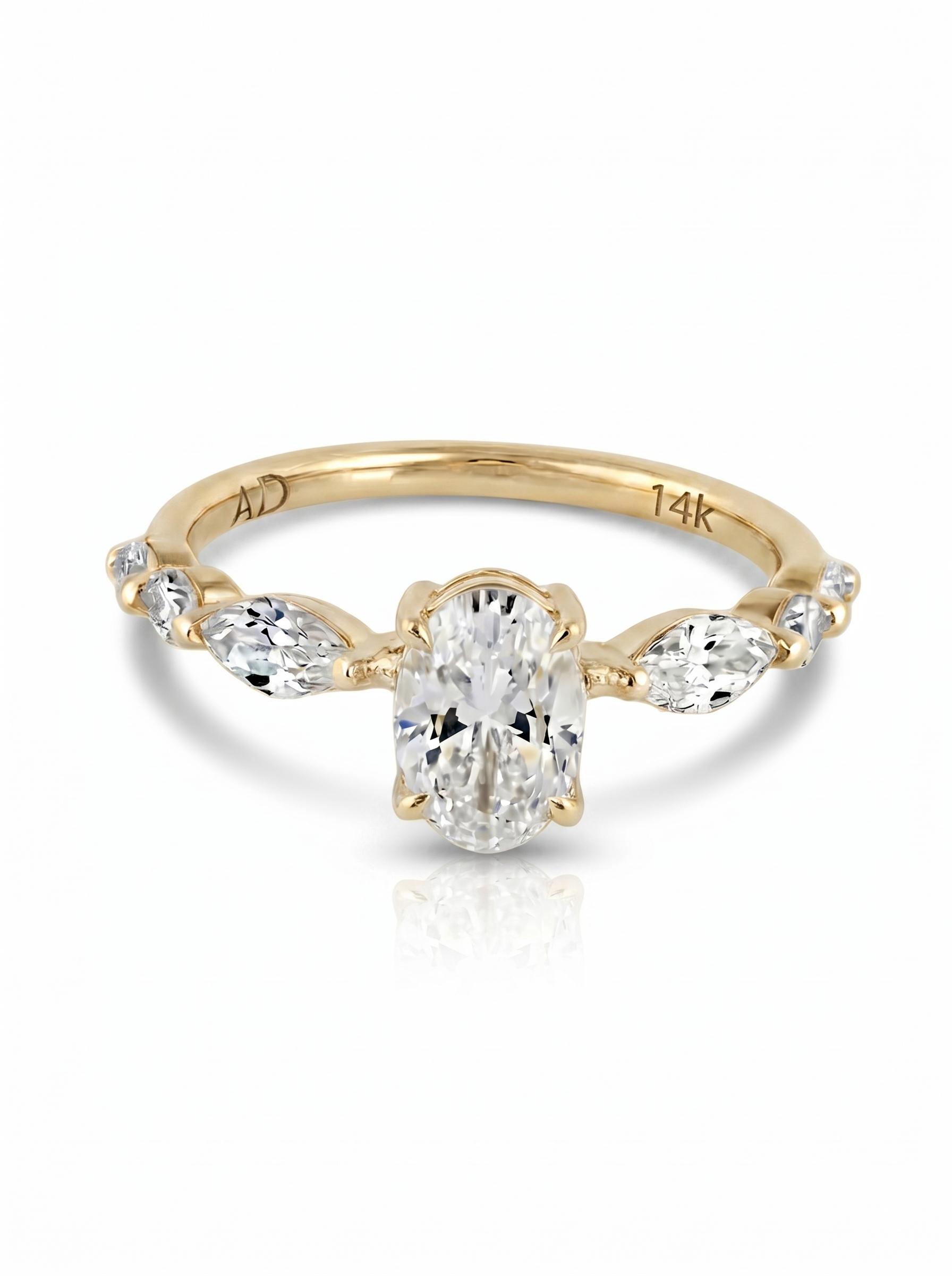 1.2CT | Oval Cut Style Marquise Stone-Set Ring