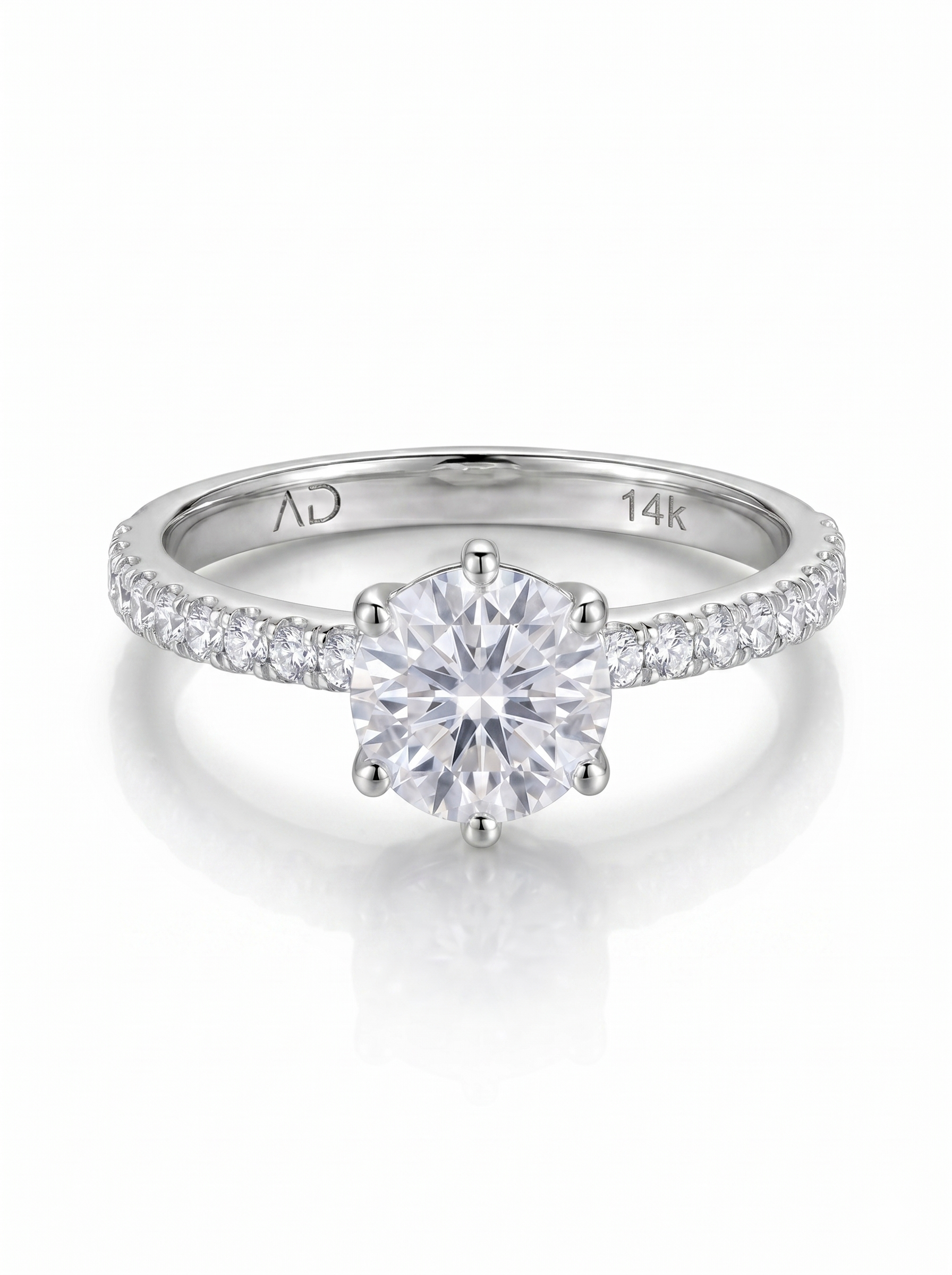 2.0CT | 6 Prong Setting Stone-Set Solitaire Ring