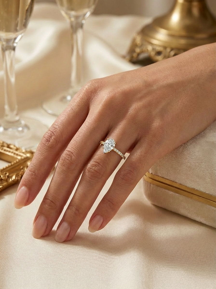 1.0CT | Damla Kesim Kolu Taşlı Yüzük