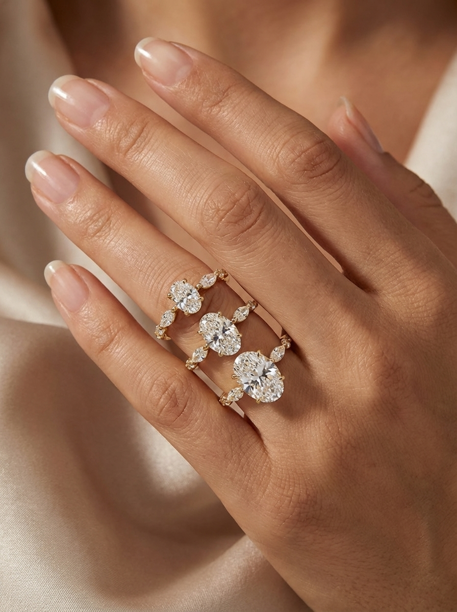2.3CT | Oval Cut Flora Eternity Ring