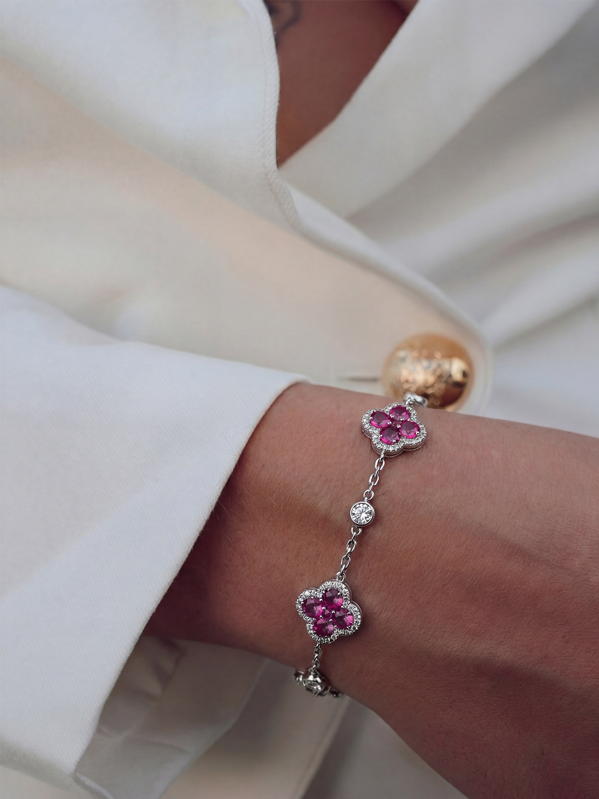 Isolde Fuchsia Stone Bracelet