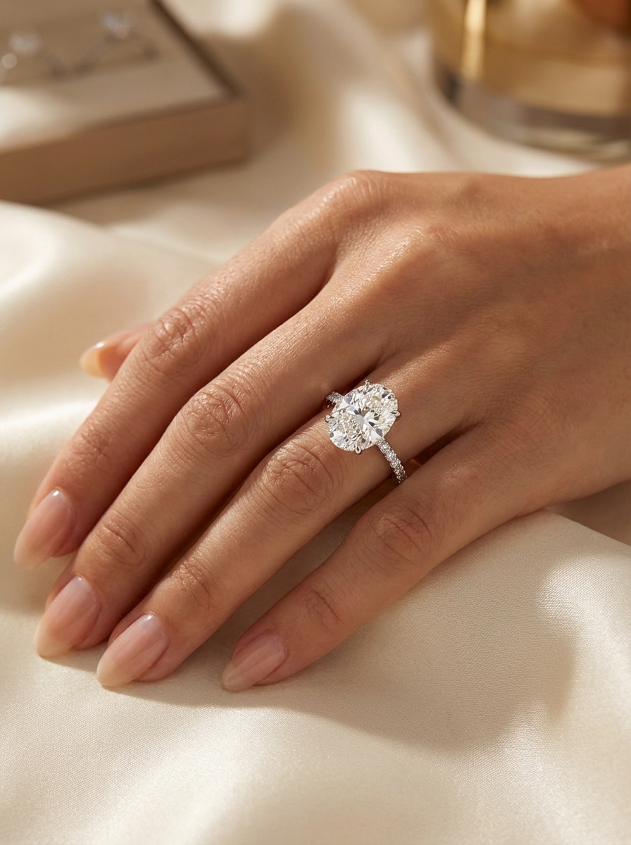 3.2CT | Oval Cut Style Stone-Set Ring