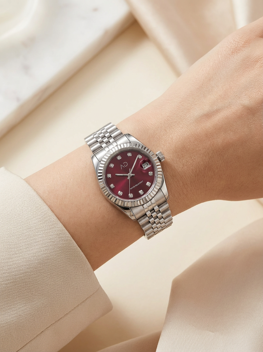 Cherry Wine Stones Watch