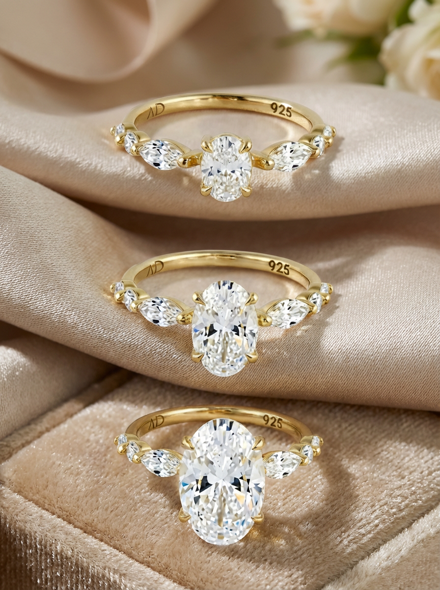 1.2CT | Oval Cut Style Marquise Stone-Set Ring