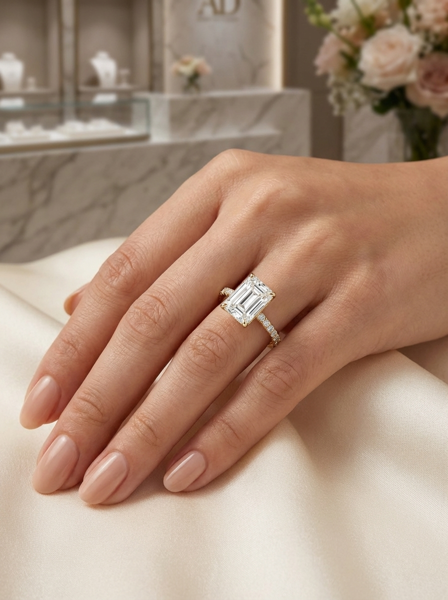 2.5CT | Emerald Cut Style Stone-Set Ring
