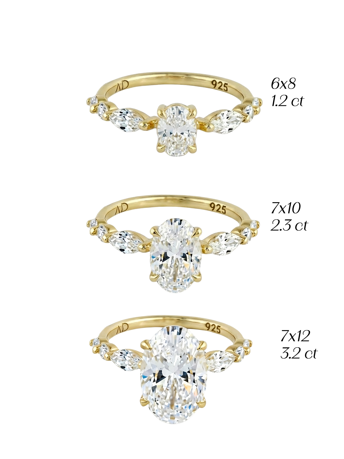 3.2CT | Oval Cut Style Marquise Stone-Set Ring