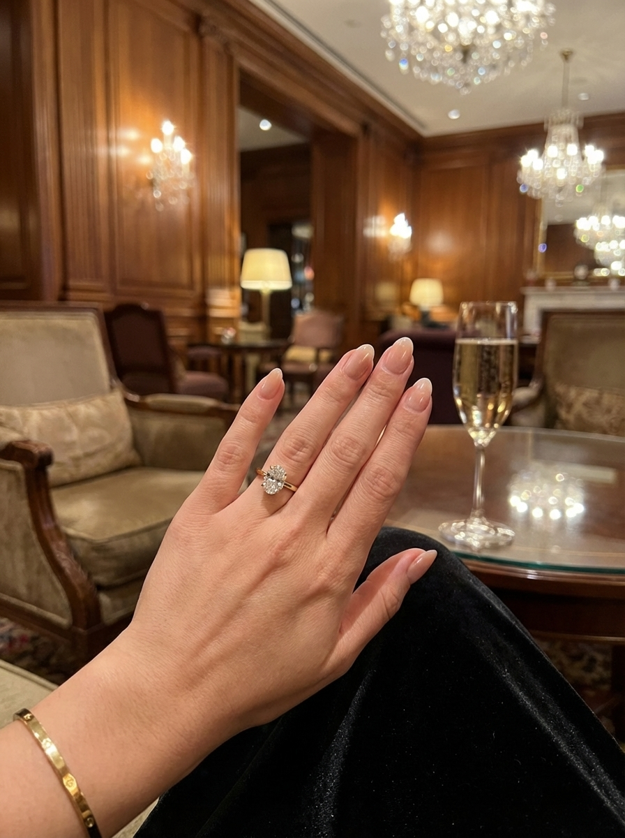 Parlak 1.2CT Oval Cut Yüzük, şık Gold, Silver, ve Rose Gold renk seçenekleriyle.